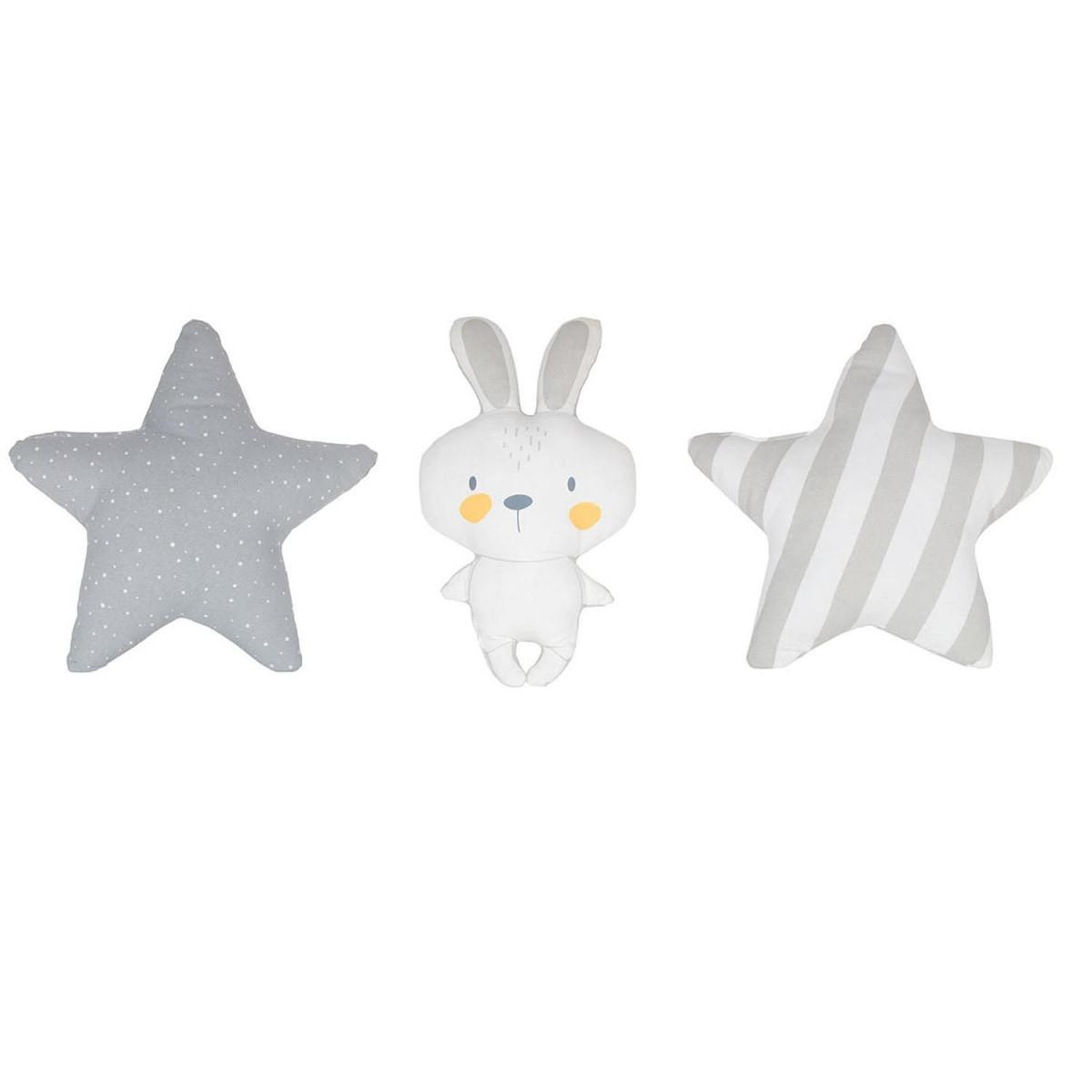 The Home Deco Factory Lot de 3 coussins enfant  étoiles & lapin  28cm blanc