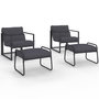Voir la diapositive 1 : ID MARKET Lot de 2 fauteuils de jardin MARCO avec repose pieds gris coussin gris anthracite