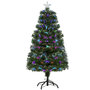 Voir la diapositive 1 : HOMCOM Sapin de Noël artificiel lumineux fibre optique LED multicolore + support pied Ø 66 x 120H cm 130 branches étoile sommet brillante vert