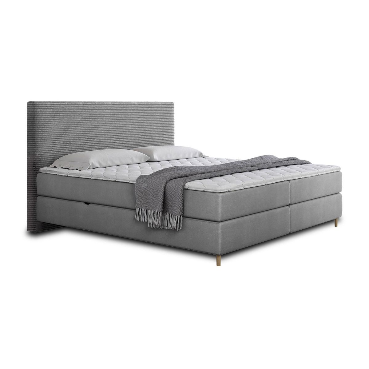 BEST MOBILIER Rafaela - lit boxspring - 160x200 - coffres et surmatelas inclus - en velours