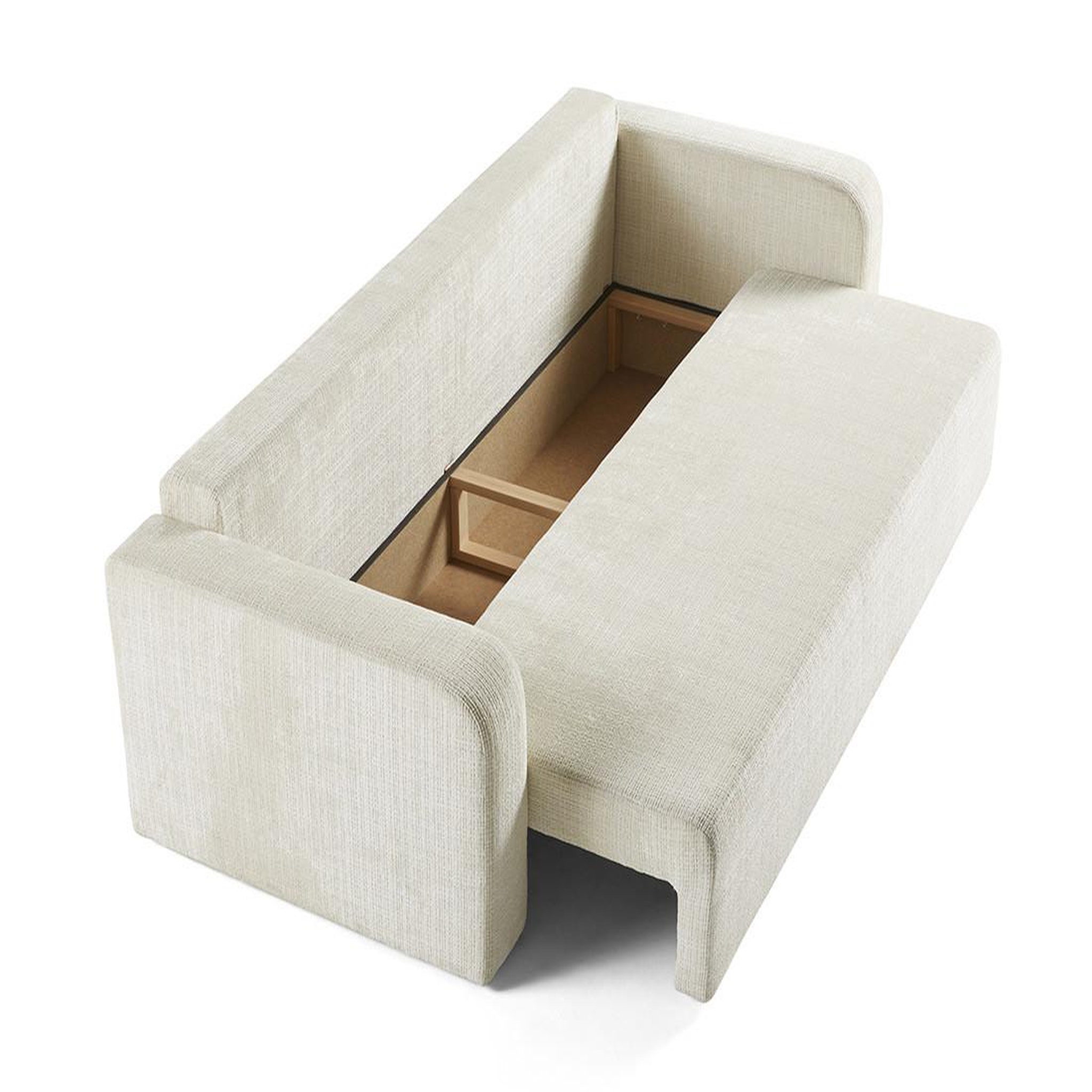 Voir la diapositive 3 : BEST MOBILIER Miro - canapé droit 3 places - convertible avec coffre - en velours texturé
