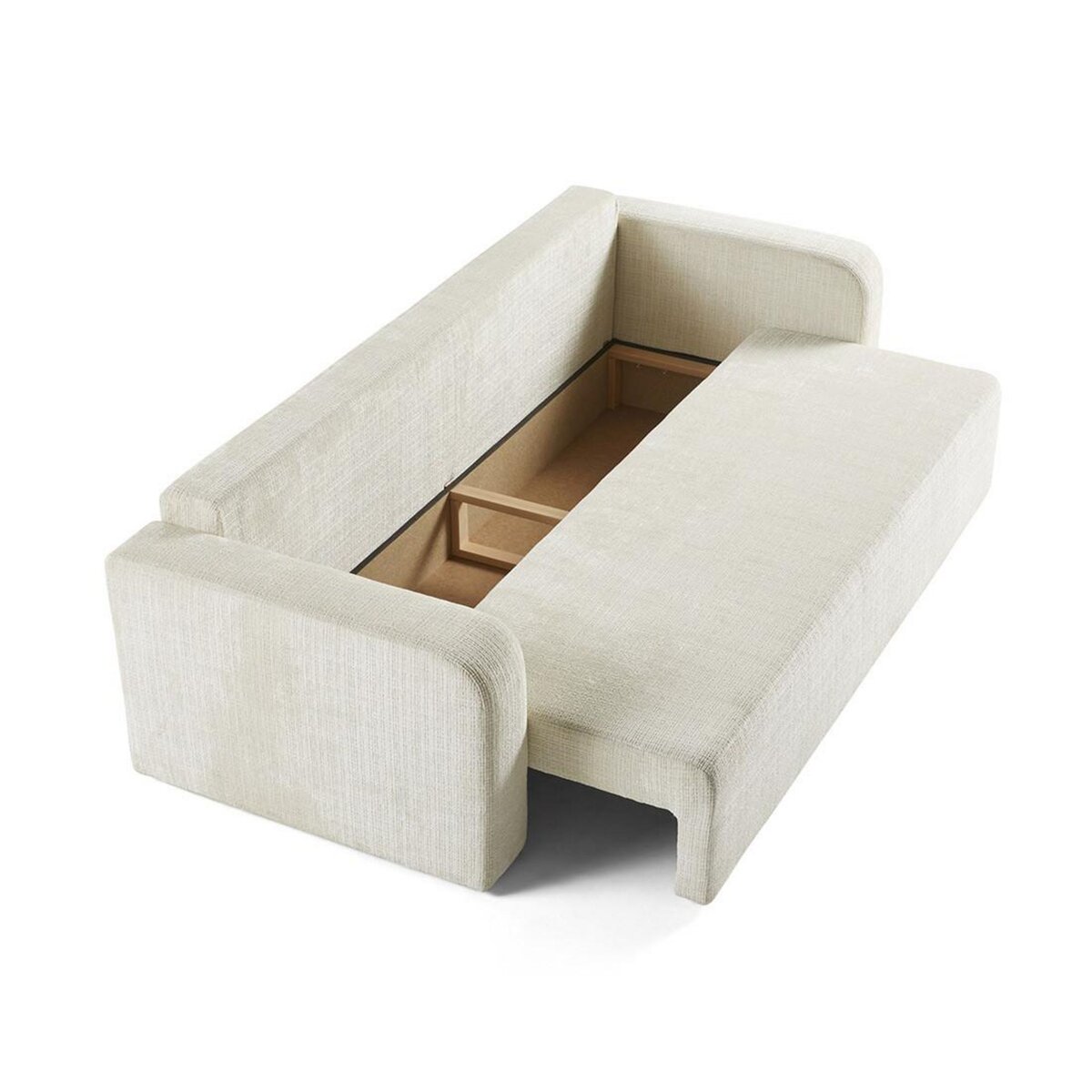 BEST MOBILIER Miro - canapé droit 3 places - convertible avec coffre - en velours texturé