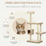 Voir la diapositive 4 : PAWHUT Arbre à chats style cosy chic H135 cm griffoirs sisal naturel niche plateformes peluche courte bicolore beige café