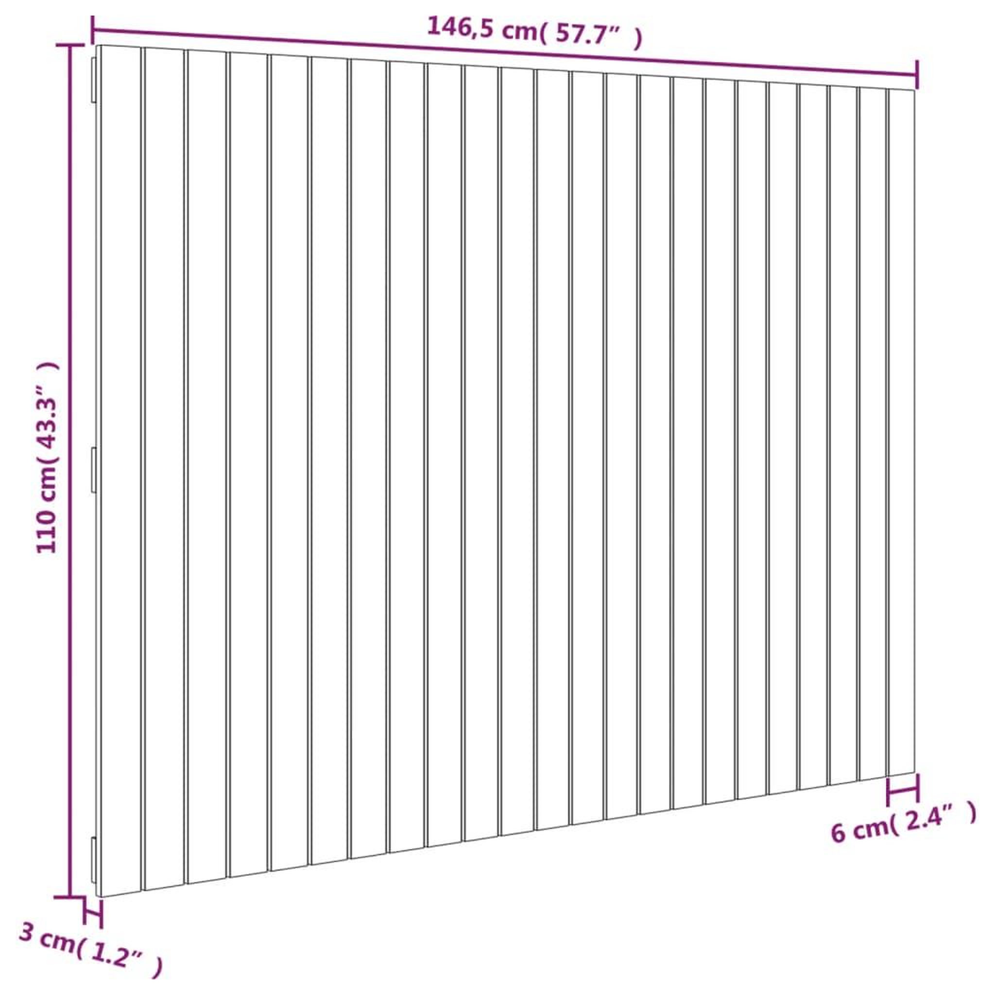 Voir la diapositive 6 : VIDAXL Tete de lit murale Gris 146,5x3x110 cm Bois massif de pin
