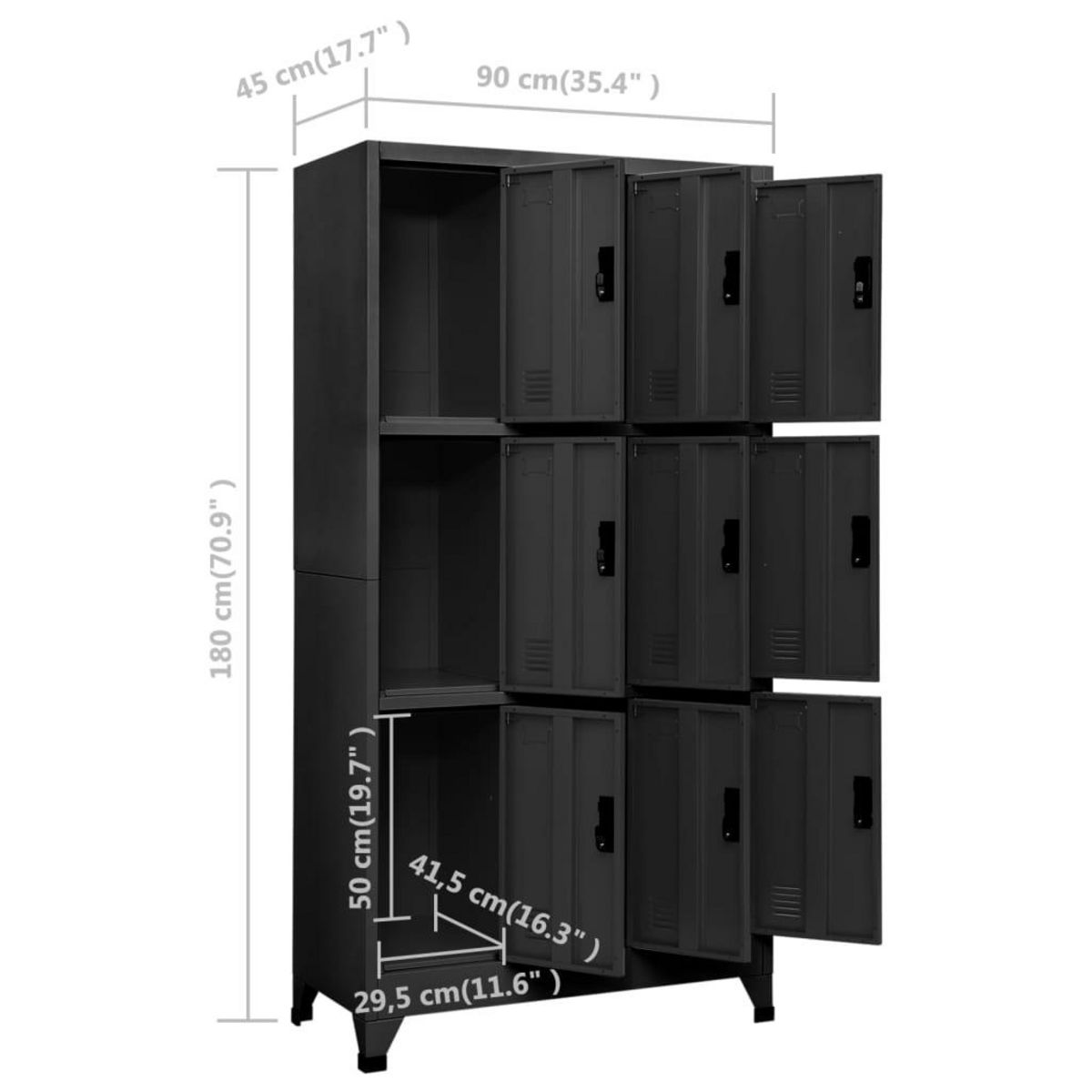 VIDAXL Armoire a casiers Anthracite 90x45x180 cm Acier