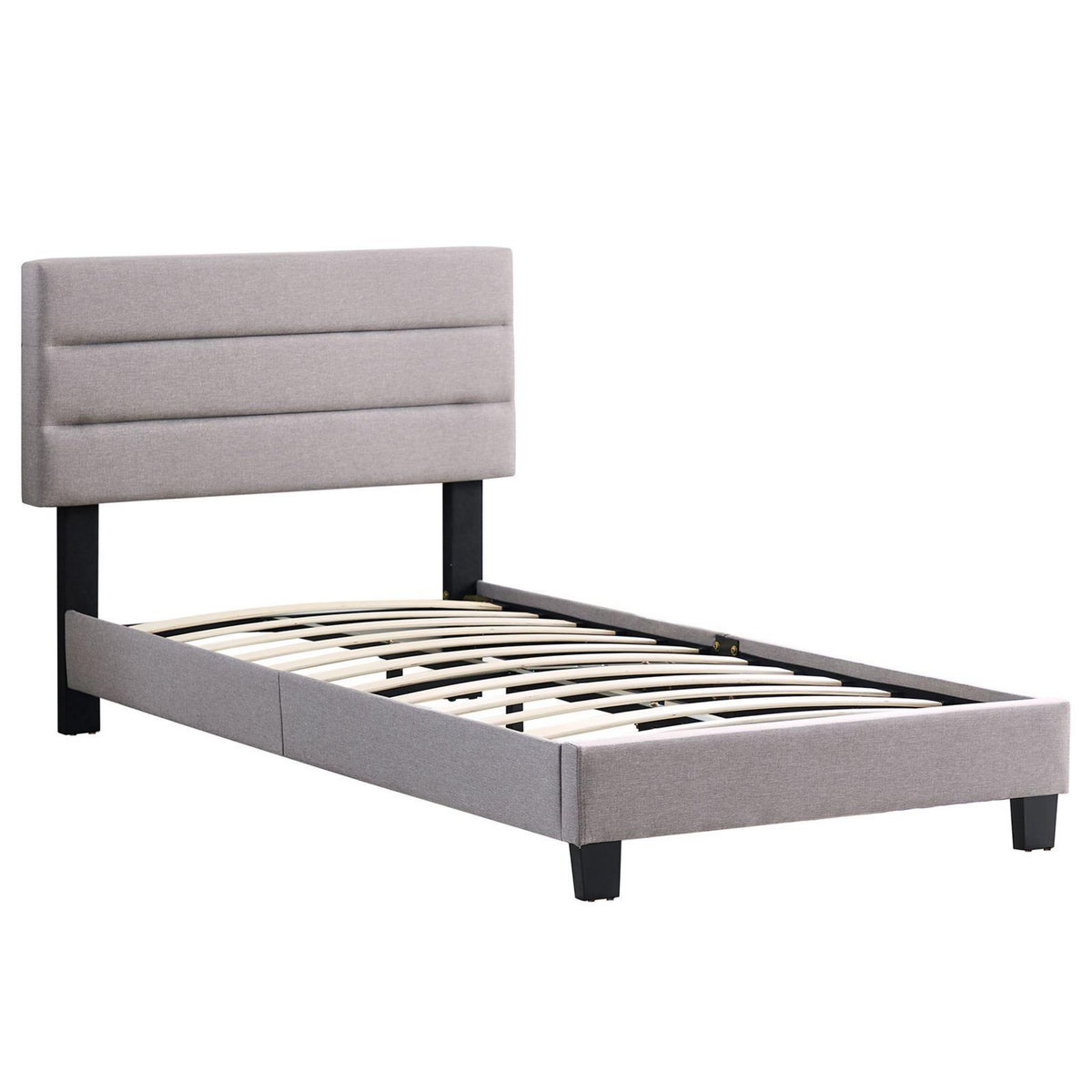 IDIMEX Lit 1 place FLORIDA, 90 x 190 cm, capitonné avec sommier, revêtement en tissu