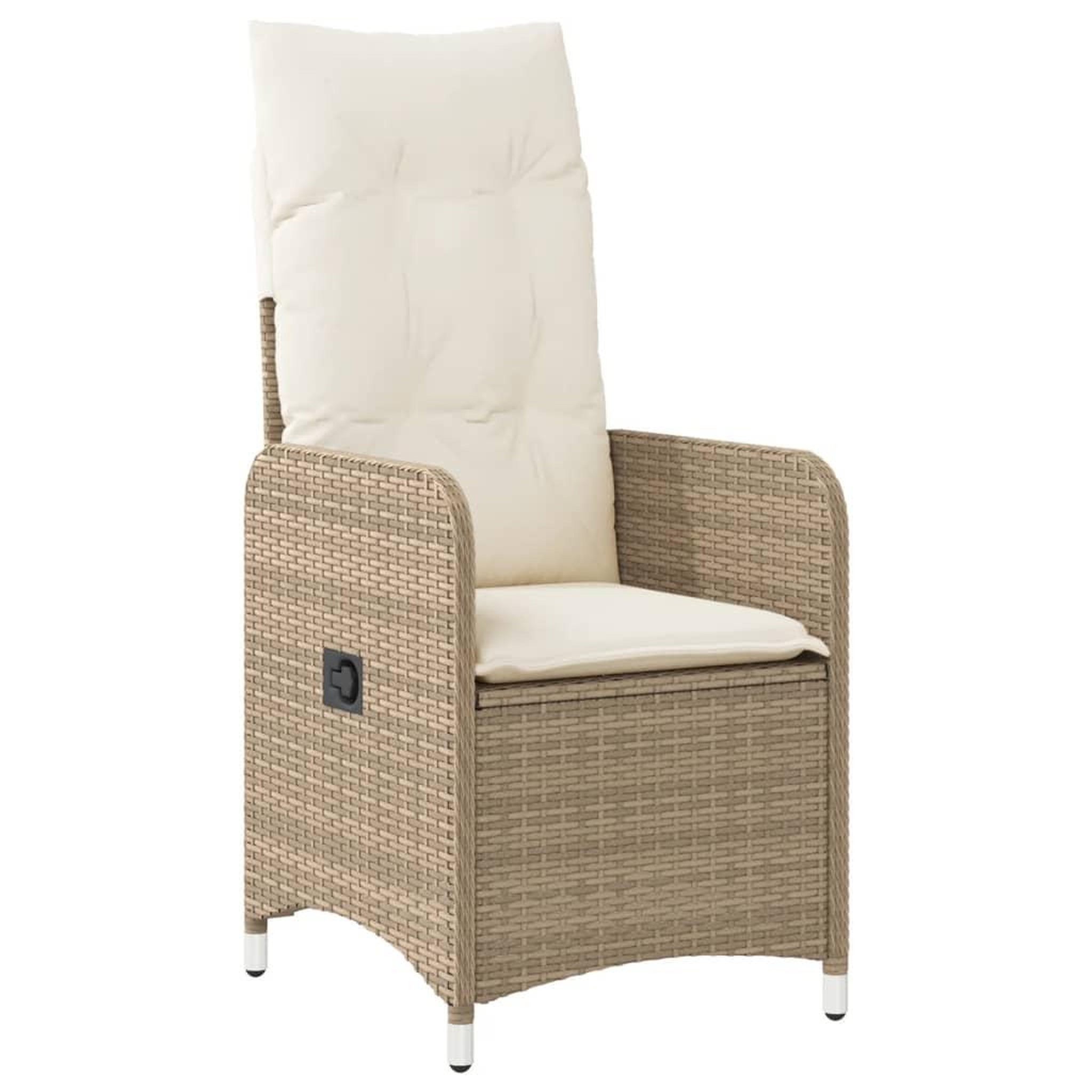 Voir la diapositive 4 : VIDAXL Chaises inclinables de jardin lot de 2 avec table beige rotin