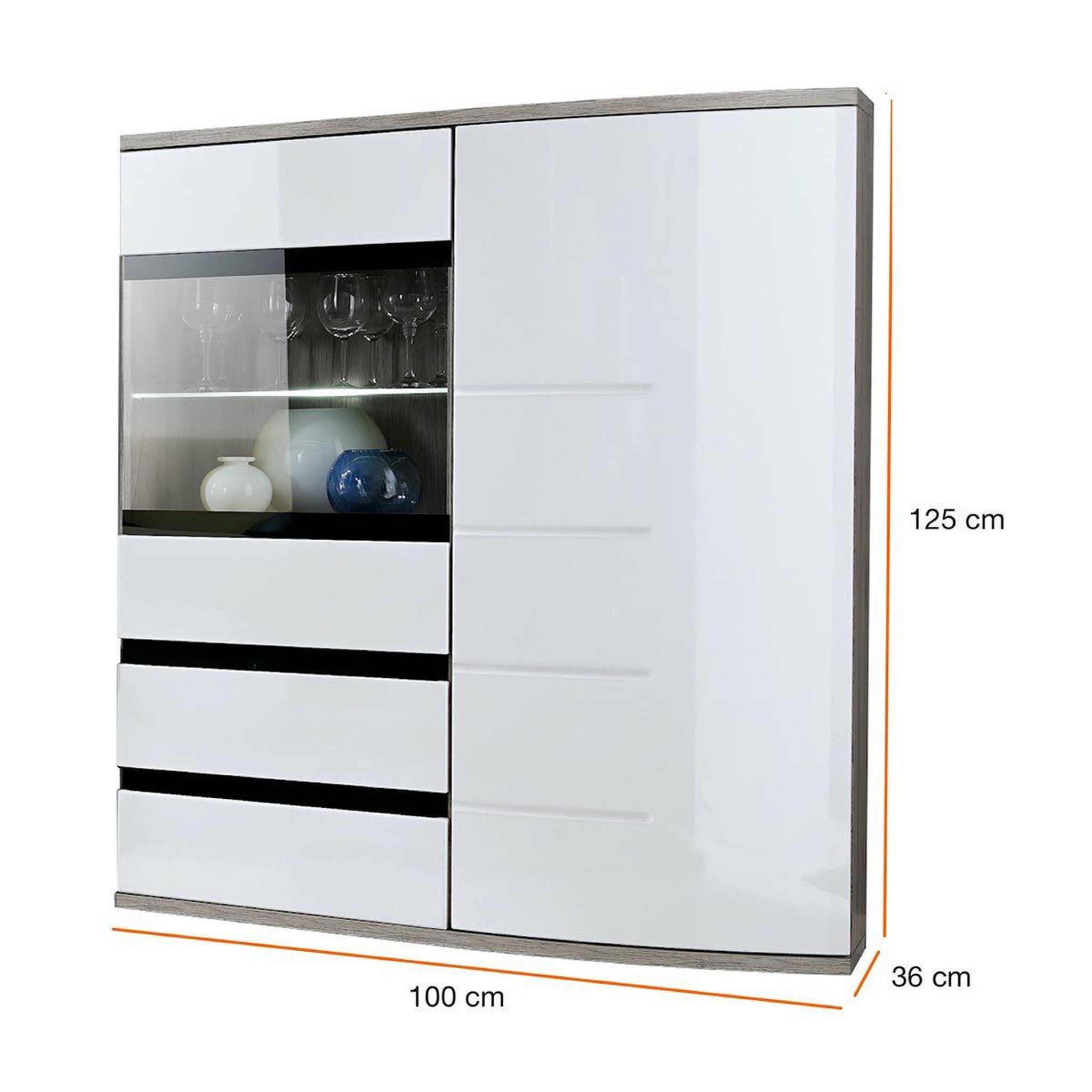 Voir la diapositive 2 : Paris Prix Buffet design 2 portes  ontario  125cm blanc