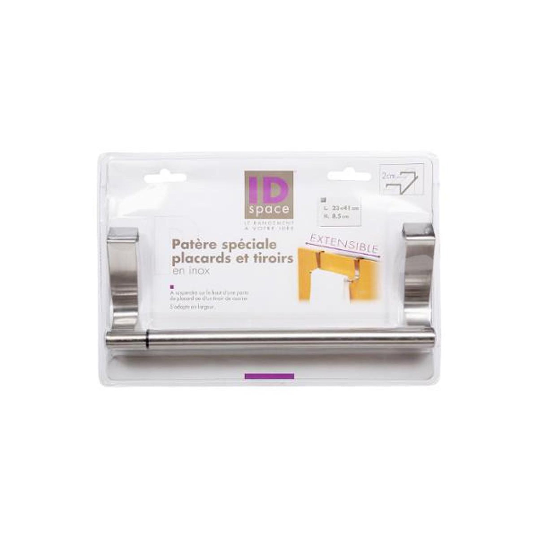 Voir la diapositive 4 : FIVE Patère de placard inox  extensible  41cm argent