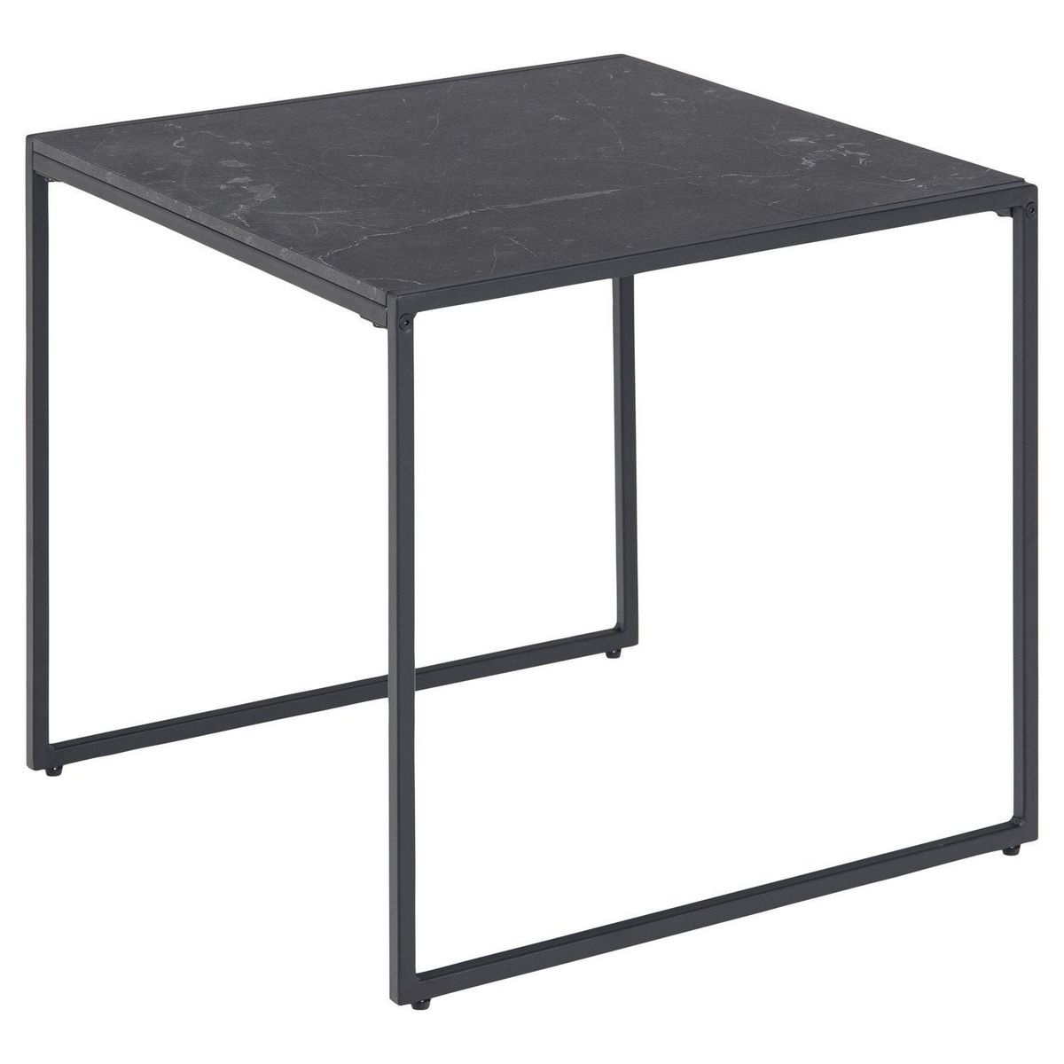 TOILINUX Table d'appoint carré en mélaminé et métal - L.50 cm x H. 45 cm - Noir