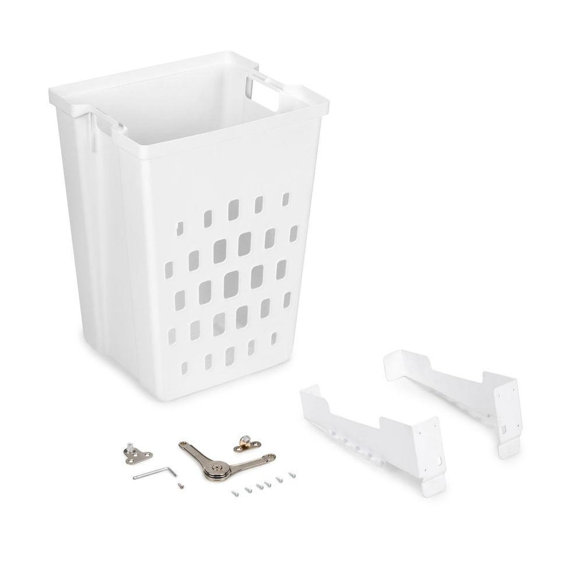 Emuca 8500915 Panier à linge avec système de porte basculante, pour module 450 mm Laundry, plastique et acier, blanc