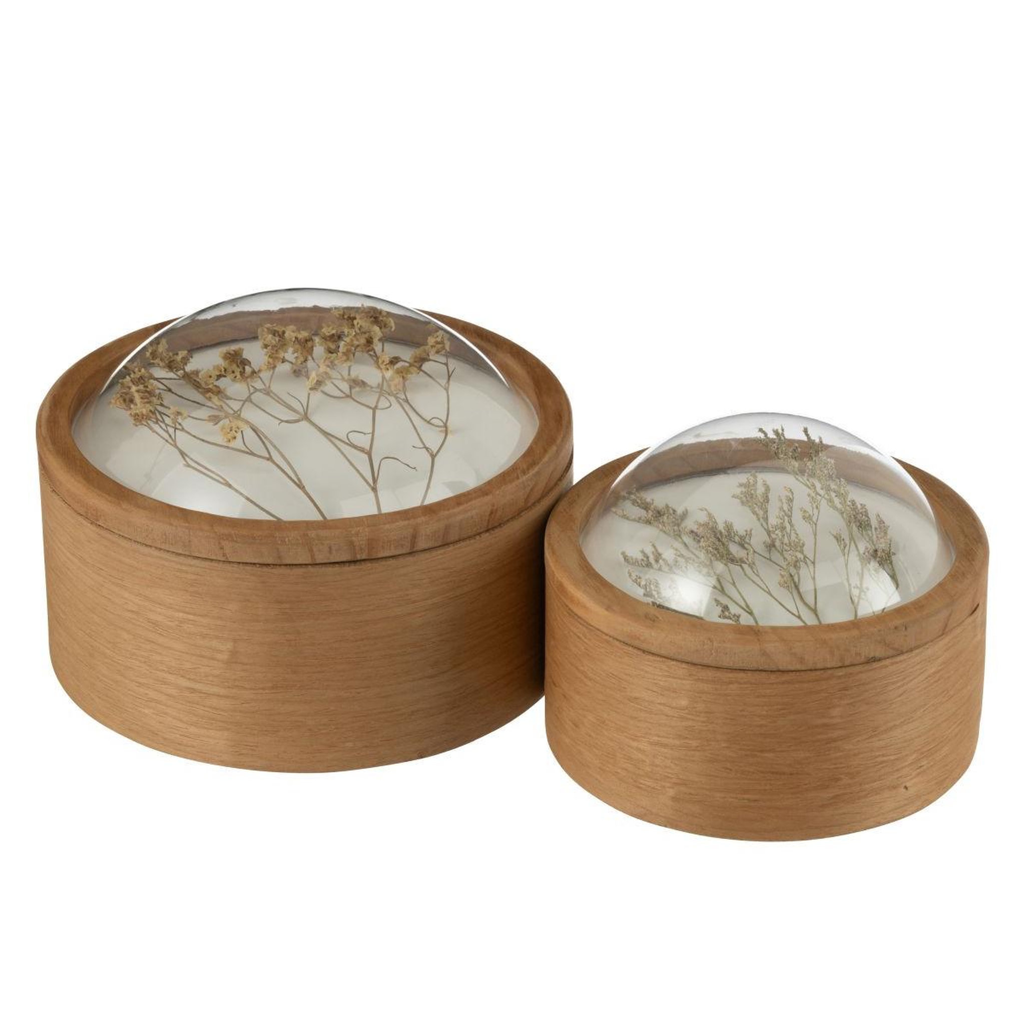 Voir la diapositive 3 : J-LINE Boîte déco en bois  cereal  20cm naturel