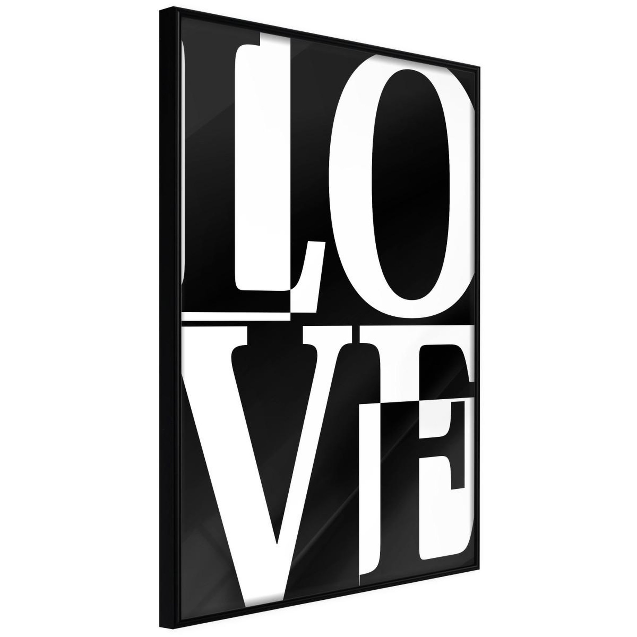 Paris Prix Affiche murale encadrée  love chessboard. Coloris disponibles : Noir, Jaune
