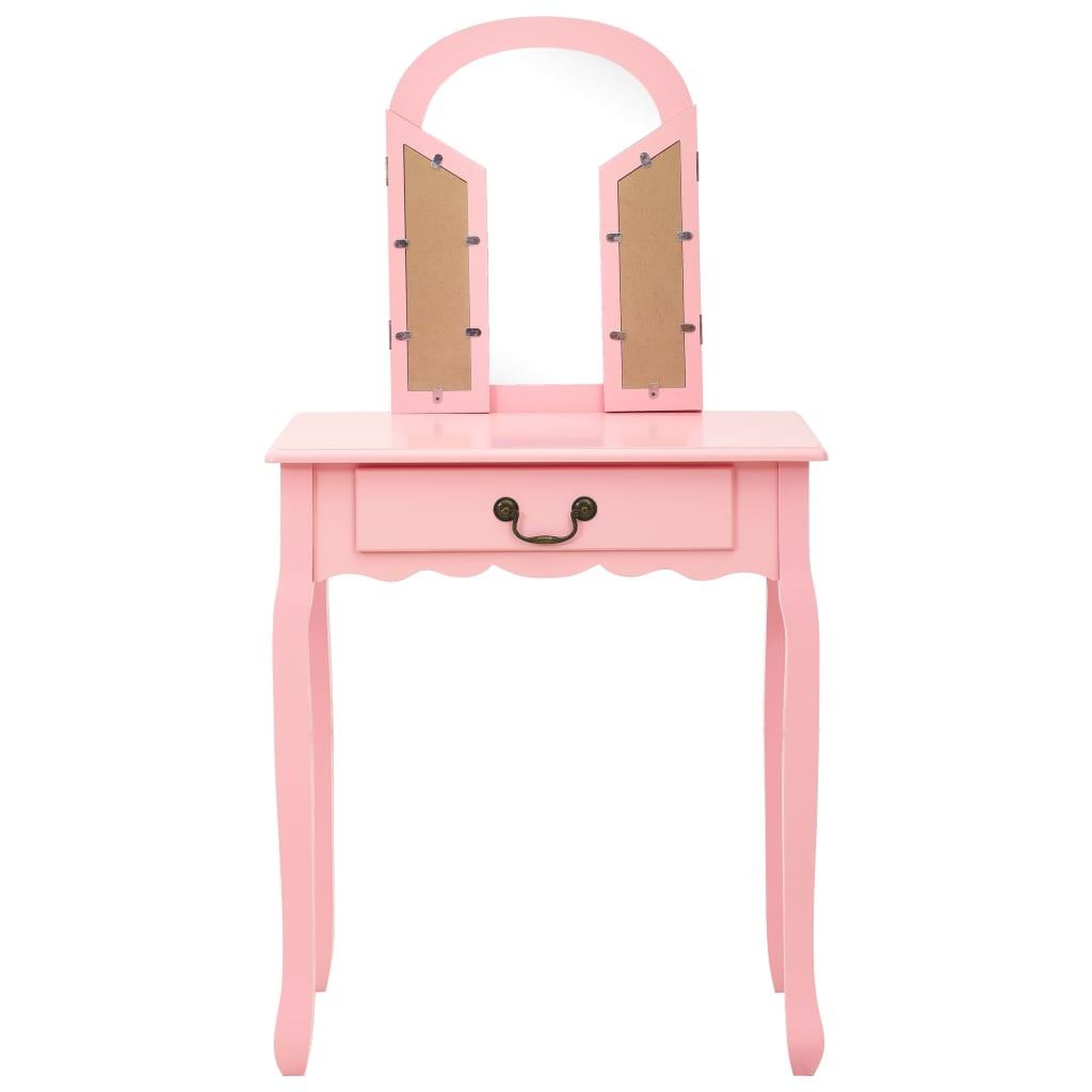 Voir la diapositive 4 : VIDAXL Coiffeuse et tabouret Rose 65x36x128 cm Bois de paulownia MDF