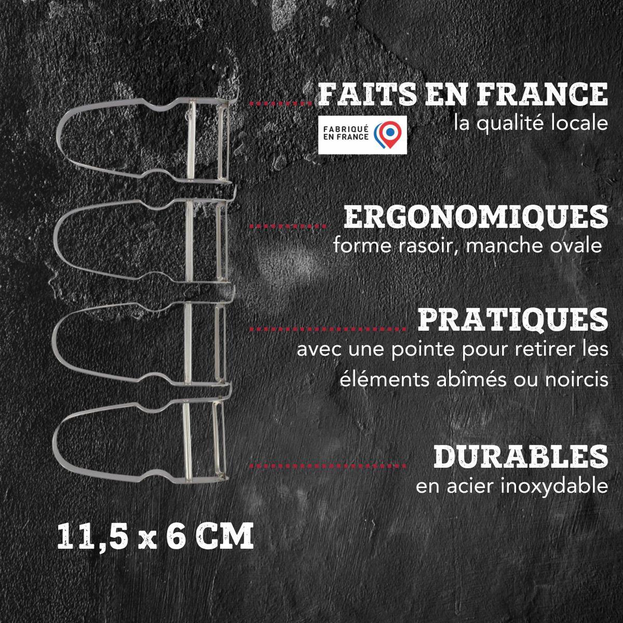 Voir la diapositive 3 : FM PROFESSIONAL Lot de 4 éplucheurs à légumes 11,5 cm fm professional