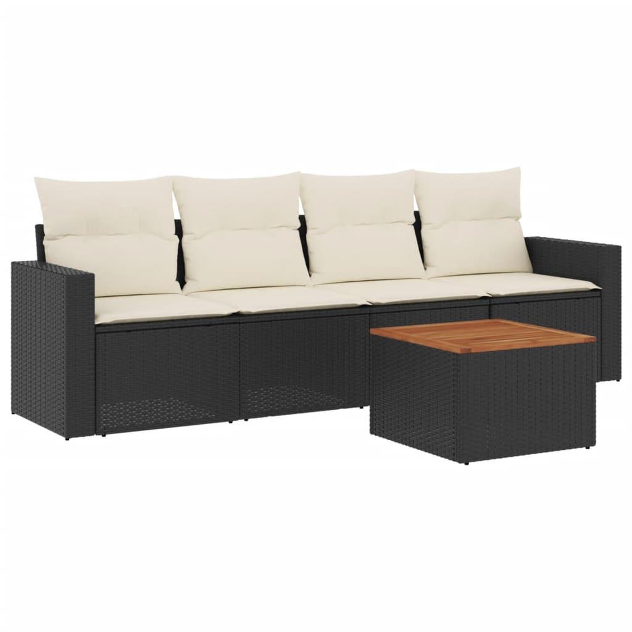 Voir la diapositive 2 : VIDAXL Salon de jardin 5 pcs avec coussins noir resine tressee