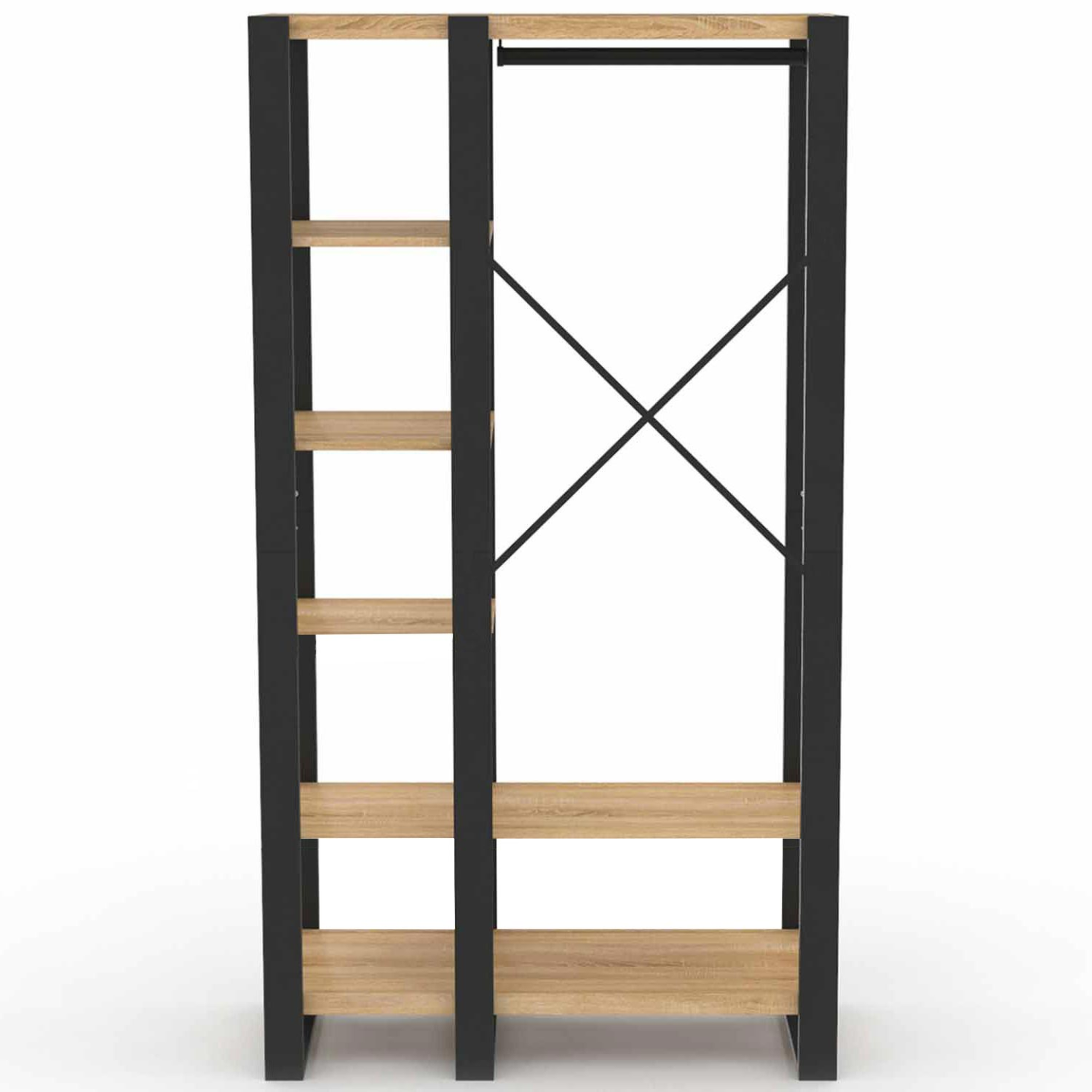 Voir la diapositive 3 : ID MARKET Dressing penderie étagère ONYX bois et noir