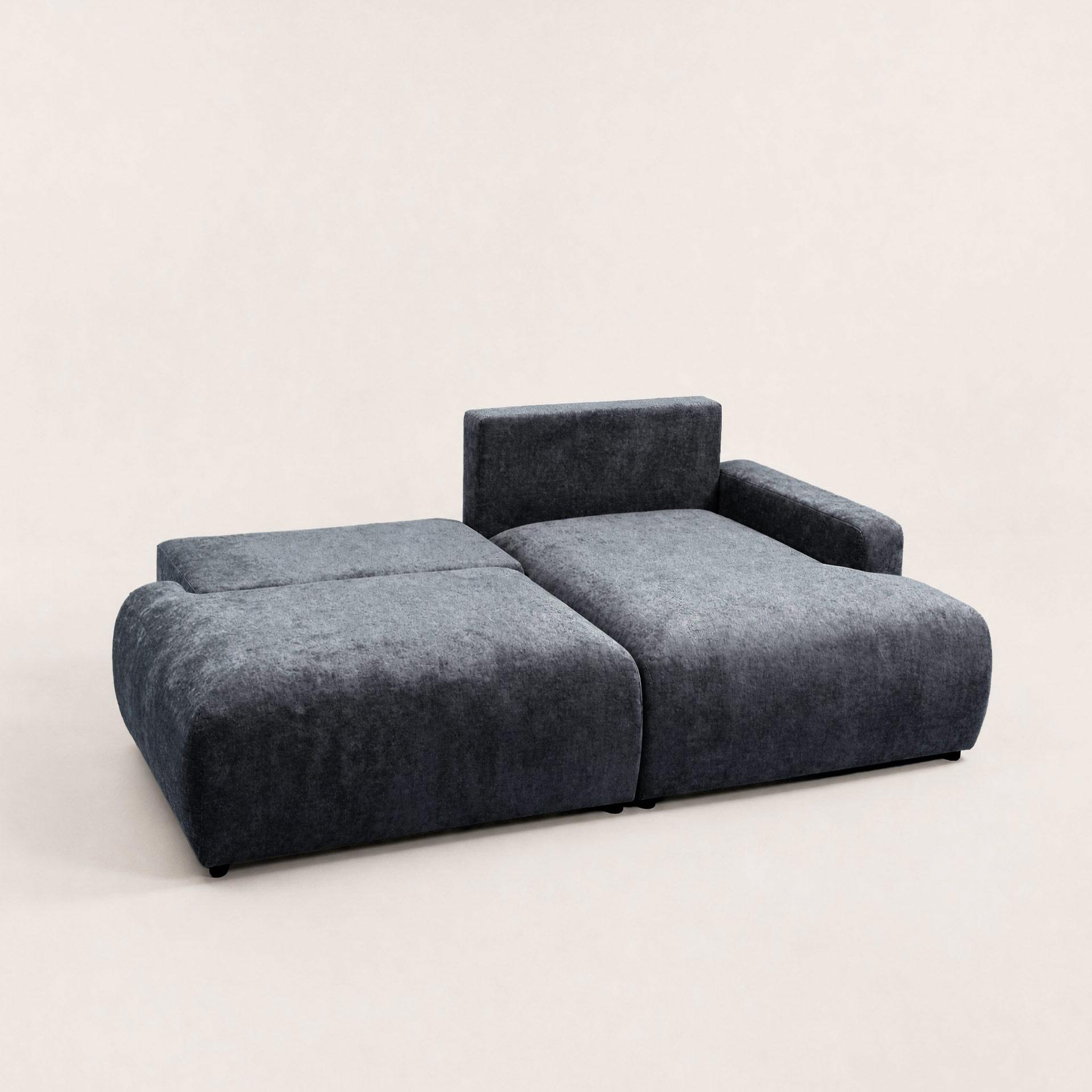 Voir la diapositive 4 : BEST MOBILIER Pivoine - canapé d'angle ouvert droit 4 places convertible avec coffre en tissu texturé