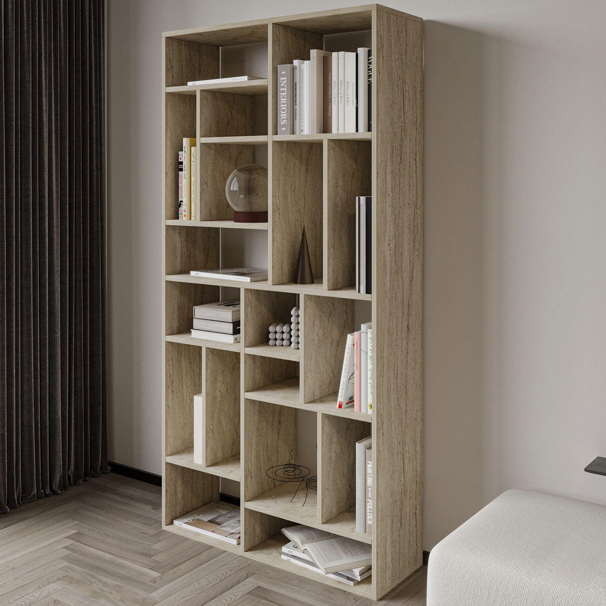 Voir la diapositive 4 : Habitat et Jardin Bibliothèque en bois  nicola  - 90 x 30 x 180 cm - travertin