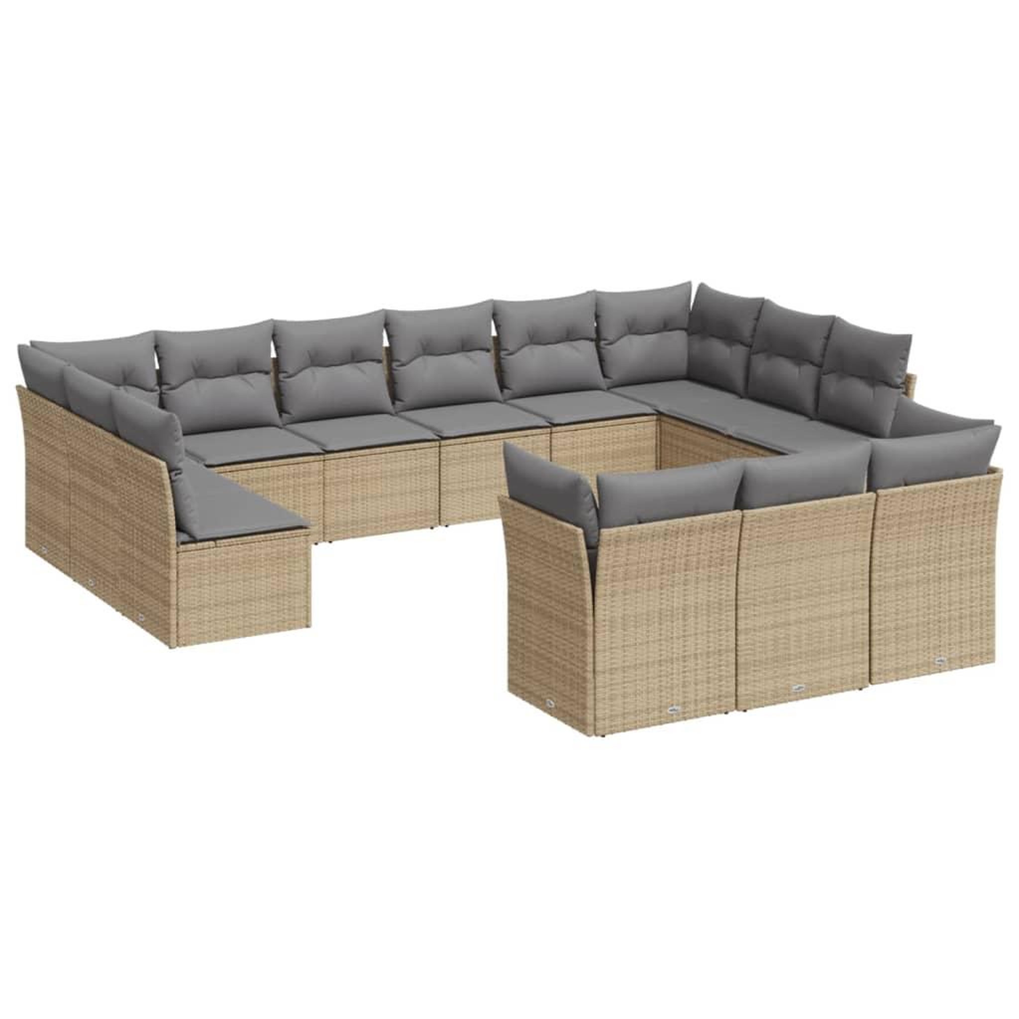 Voir la diapositive 2 : VIDAXL Salon de jardin avec coussins 13 pcs beige resine tressee