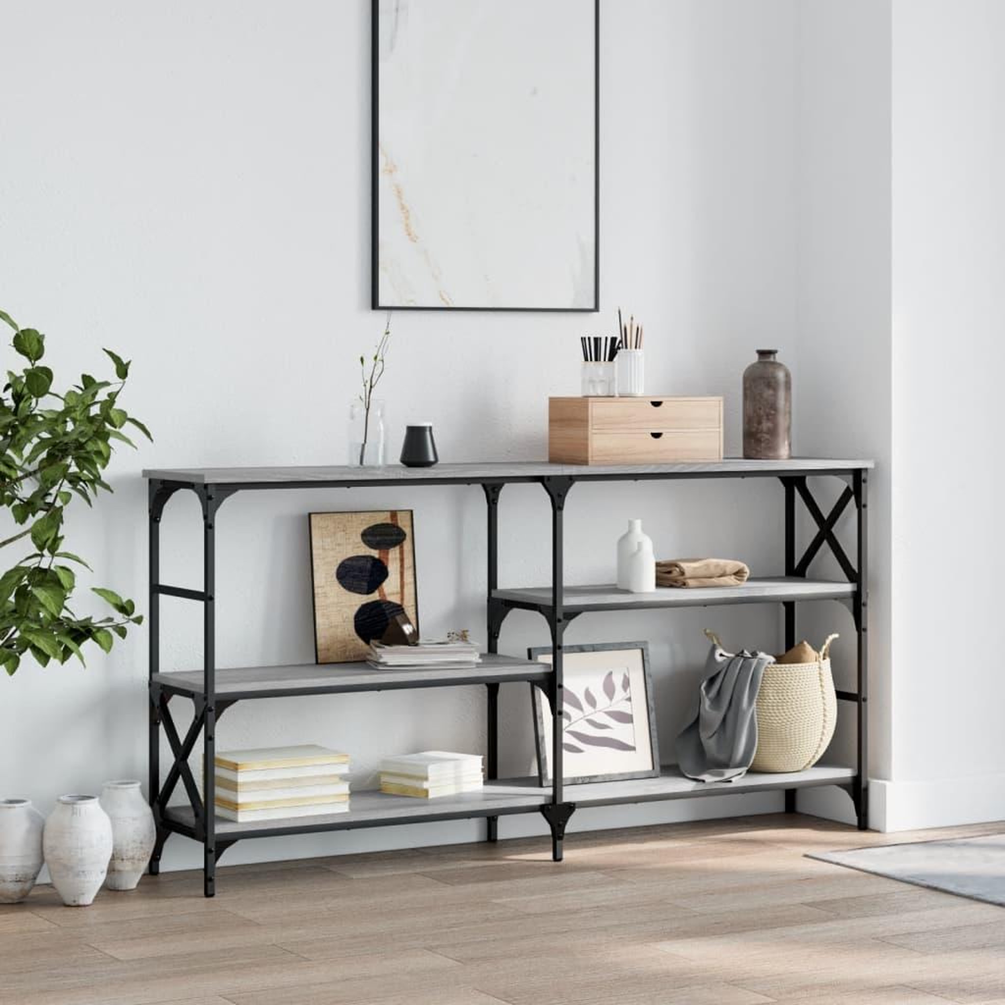 Voir la diapositive 1 : VIDAXL Table console sonoma gris 150x29x76,5 cm bois d'ingenierie