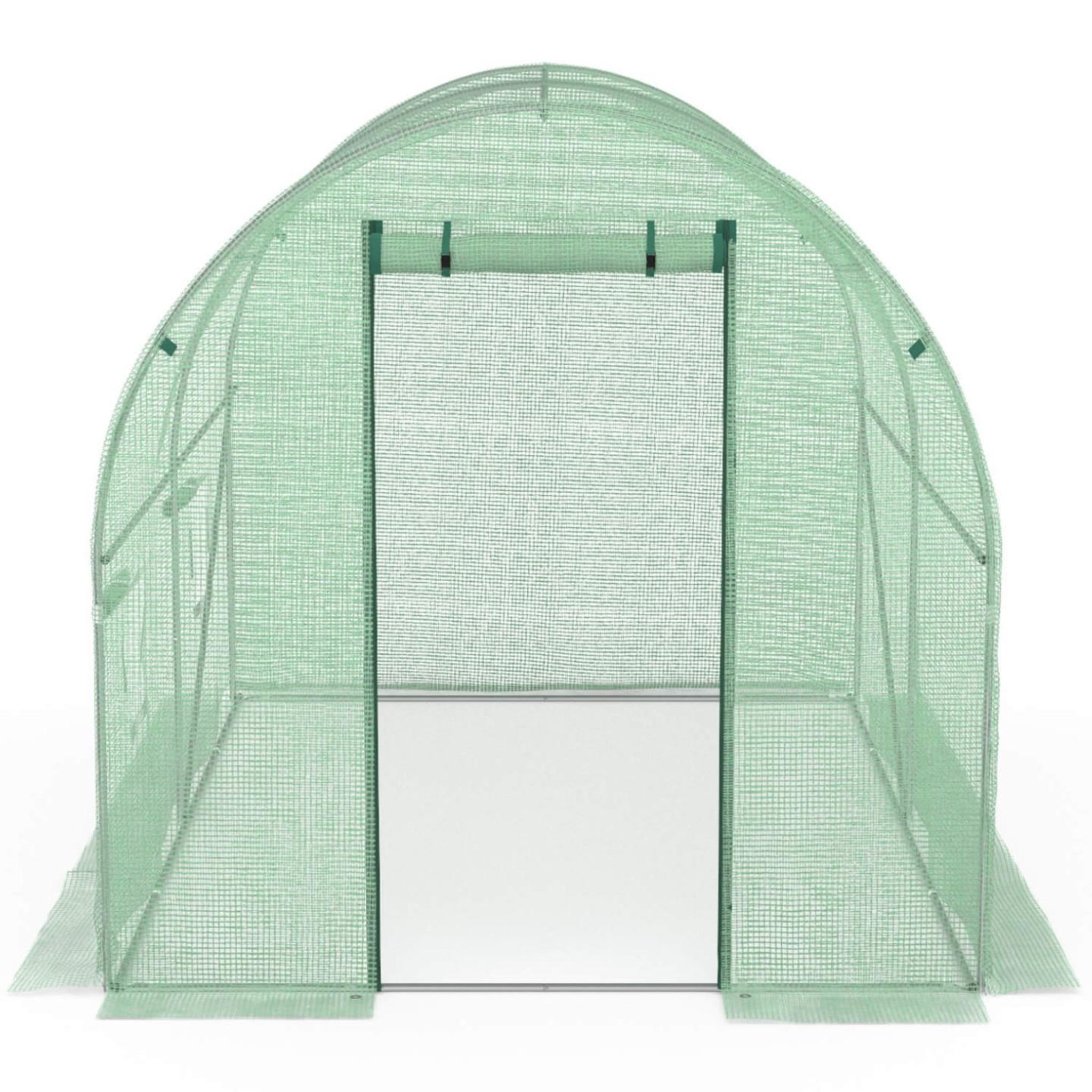 Voir la diapositive 4 : ID MARKET Serre de jardin tunnel 6m² 3 x 2 x 2 m acier galvanisé + bâche anti-uv avec porte et fenêtres roma verte