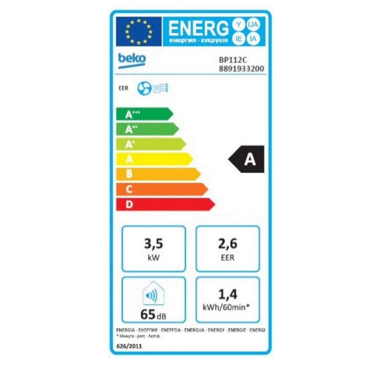 Beko Climatiseur mobile connecté 3500w 37m² blanc - BP112C