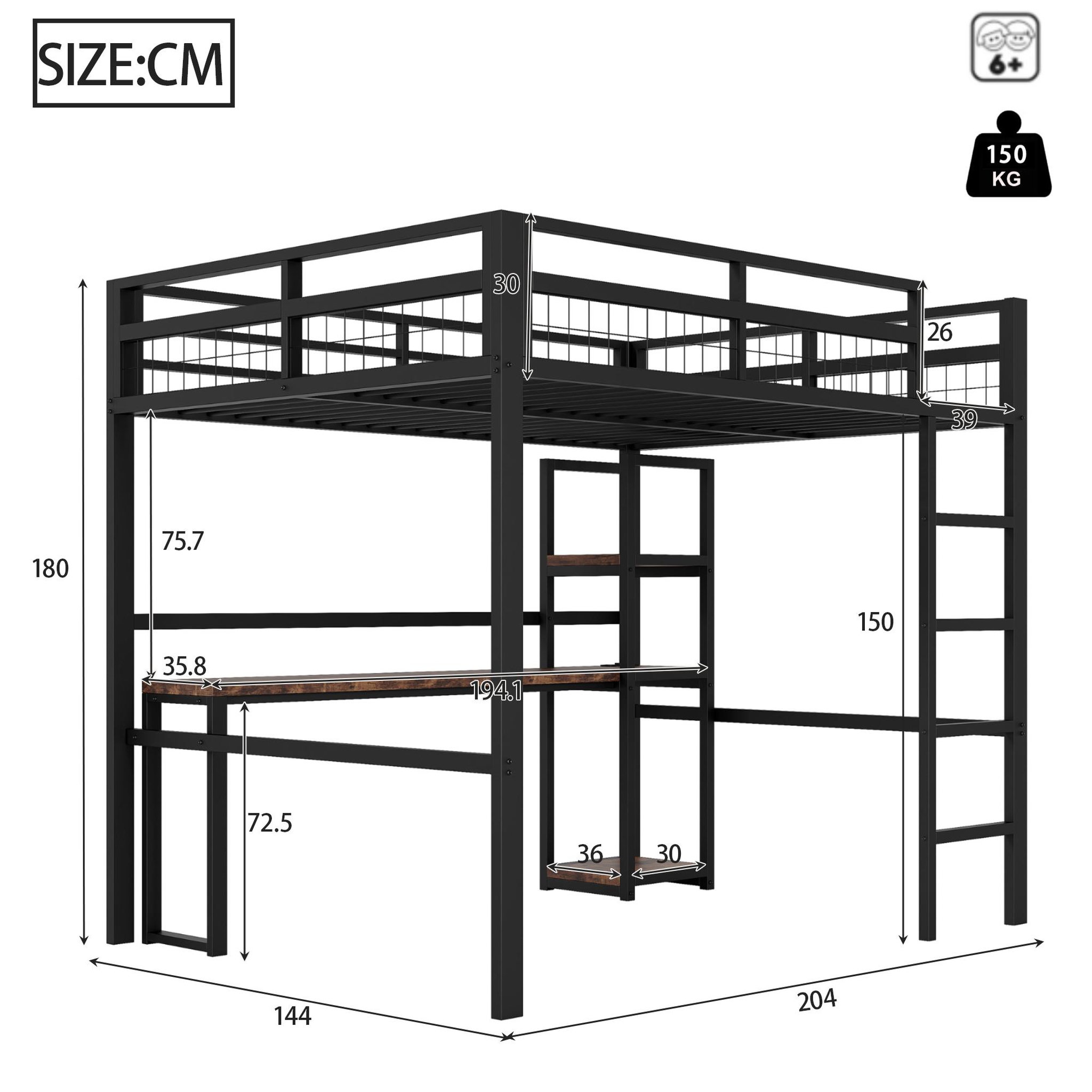 Voir la diapositive 3 : MERAX Lit mezzanine 140x200cm