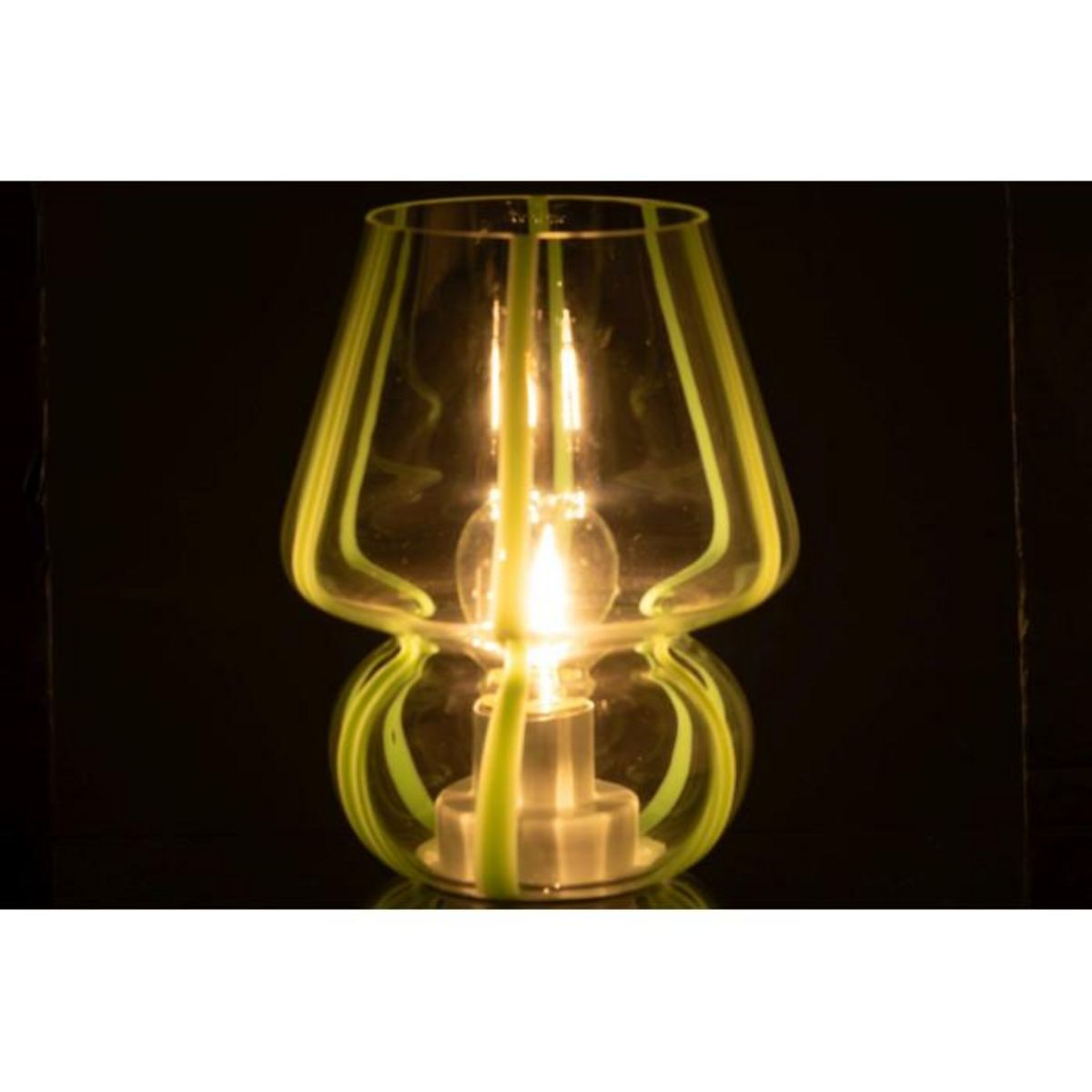 Paris Prix Lampe à Poser Rayures en Verre  Ophelie  19cm Vert