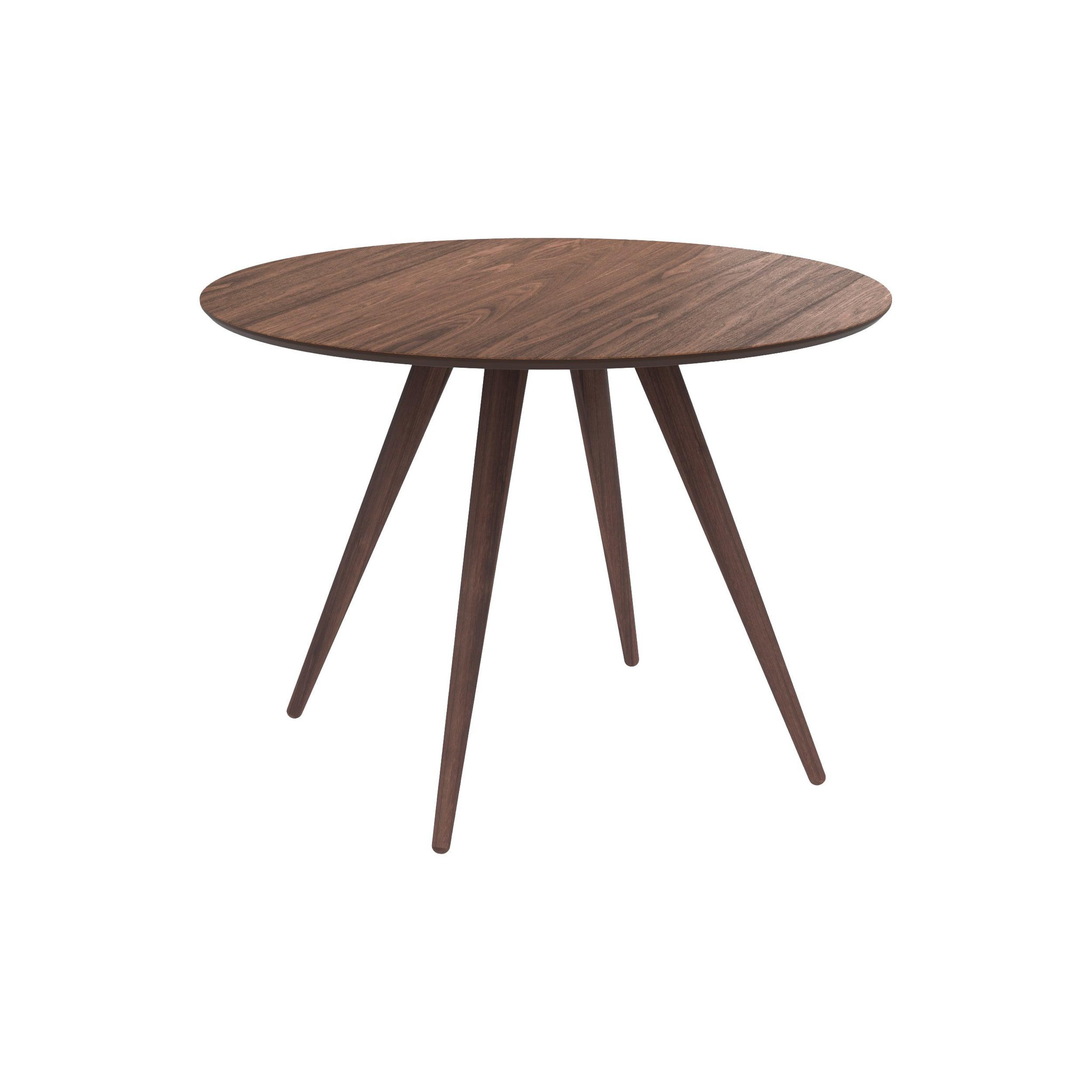 MAISON PAVANE Table ronde 4 personnes en bois foncé finition noyer d105 cm-liwa
