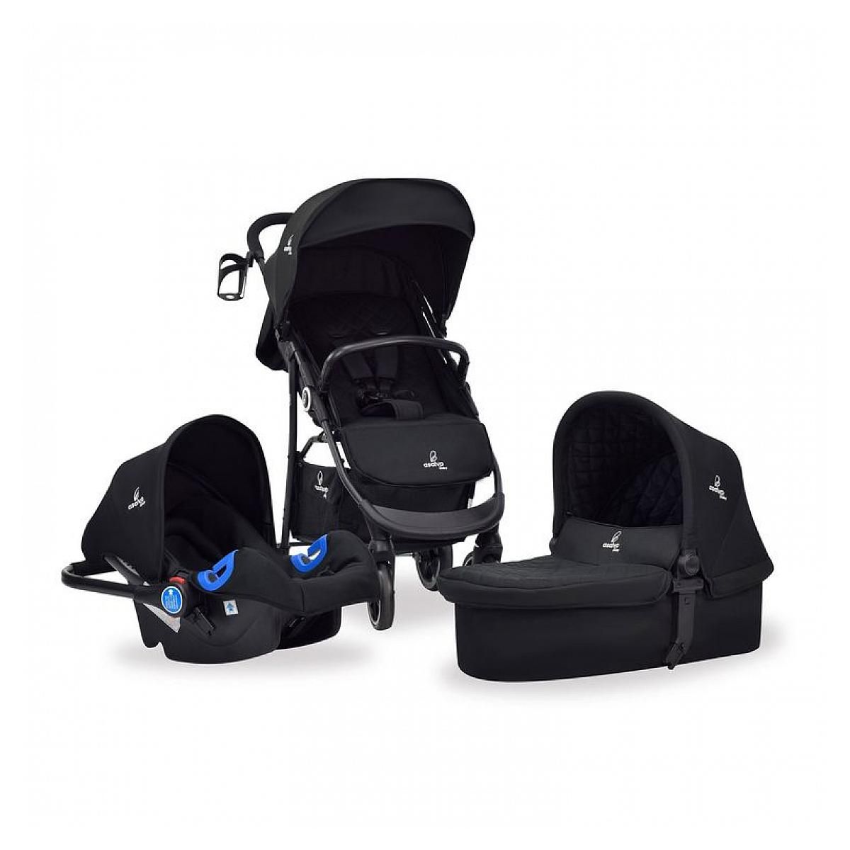 Asalvo Poussette 3 en 1 Oslo Noir - Confort et Praticité pour Bébé