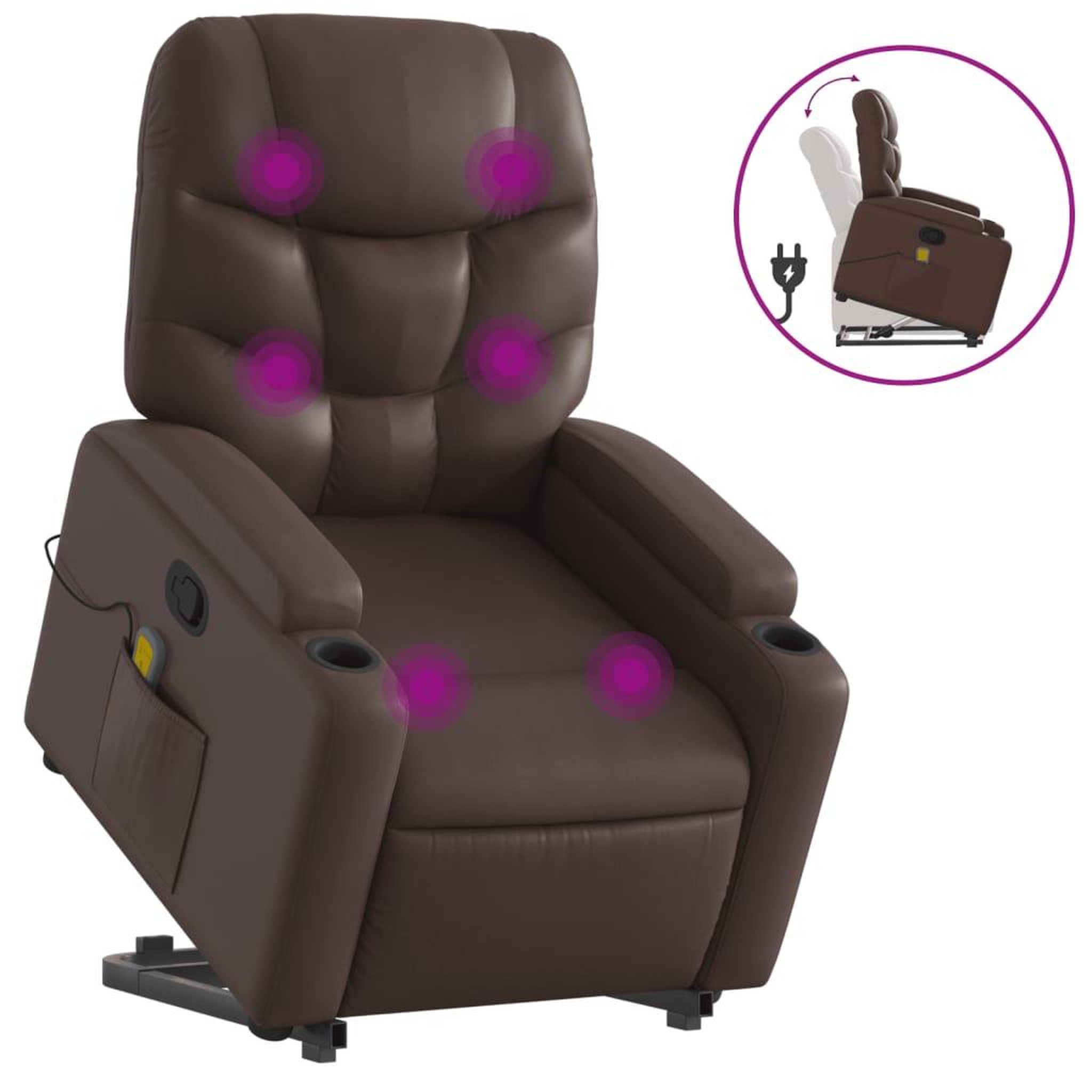 Voir la diapositive 2 : VIDAXL Fauteuil inclinable de massage Marron Similicuir