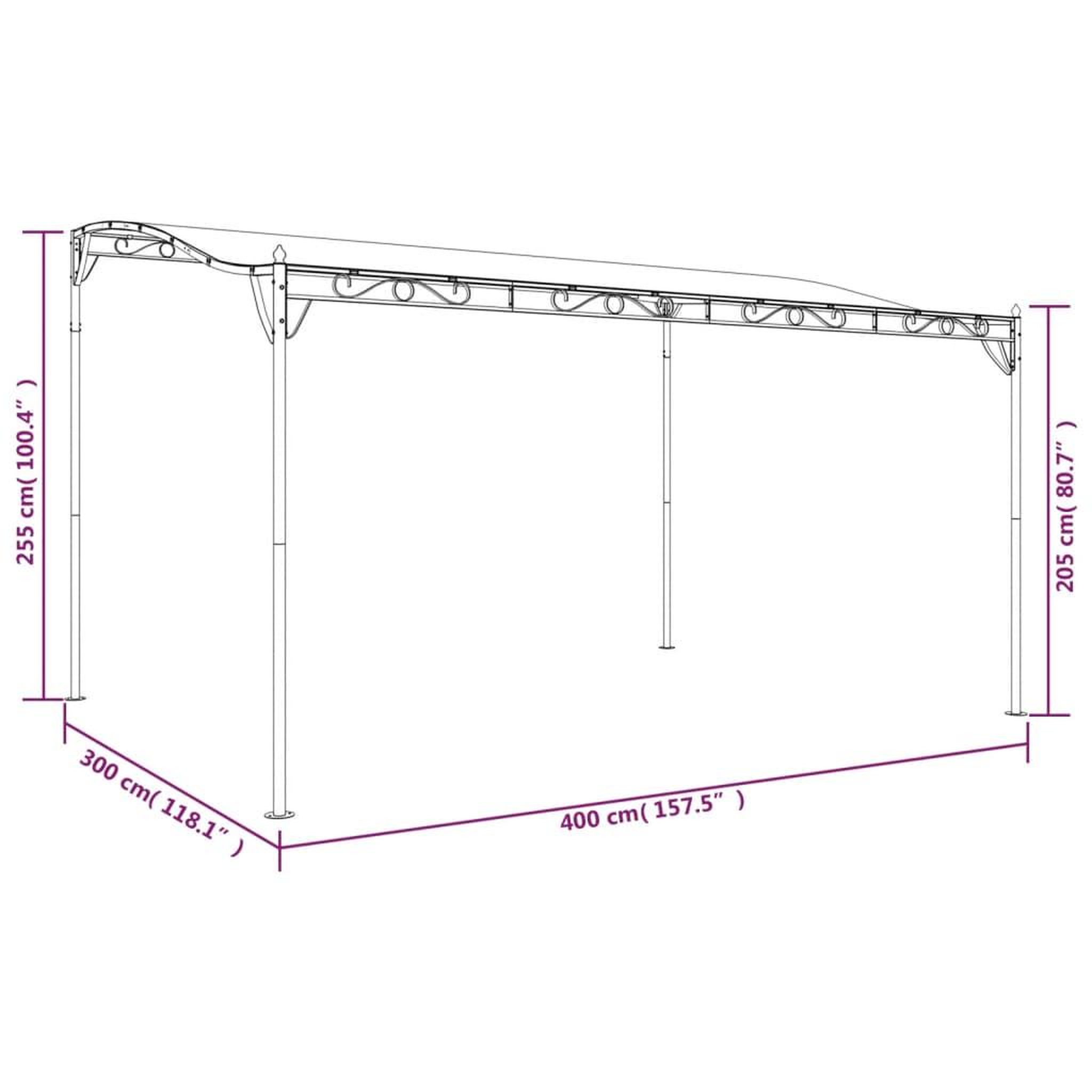 Voir la diapositive 6 : VIDAXL Auvent taupe 4x3 m 180 g/m^2 tissu et acier