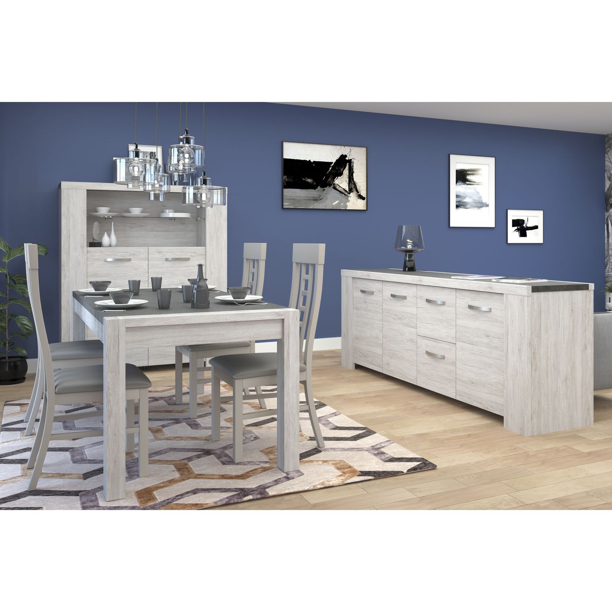 Voir la diapositive 2 : Buffet 4 portes 1 titoir L230 x H87x P55cm MEL