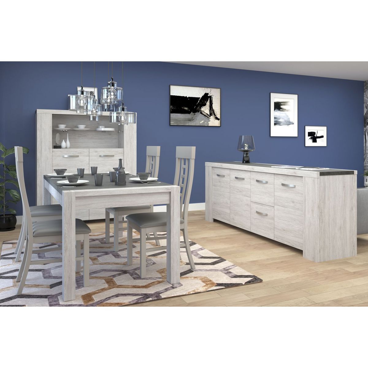 Buffet 4 portes 1 titoir L230 x H87x P55cm MEL