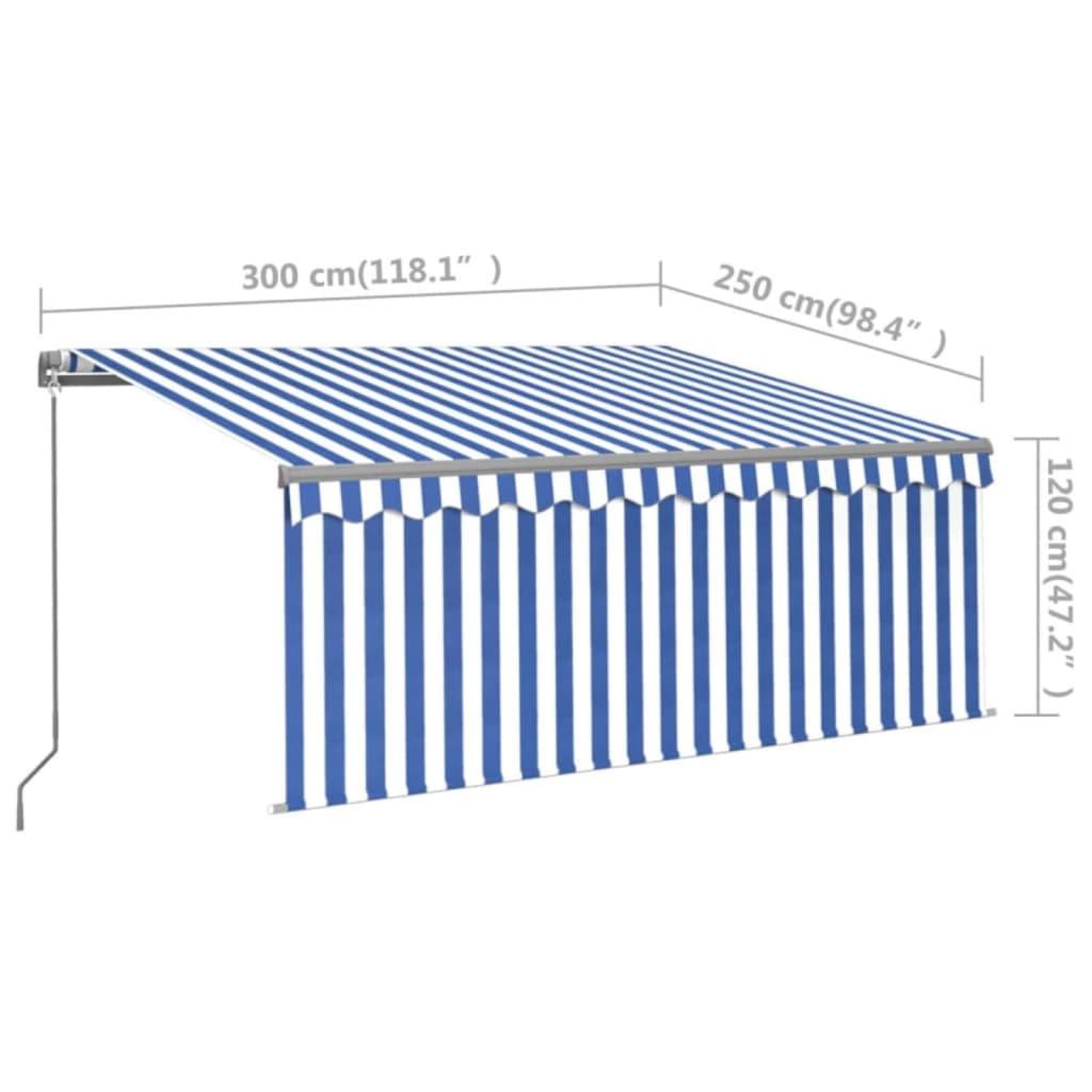 Voir la diapositive 6 : VIDAXL Auvent manuel retractable avec store 3x2,5 m Bleu et blanc