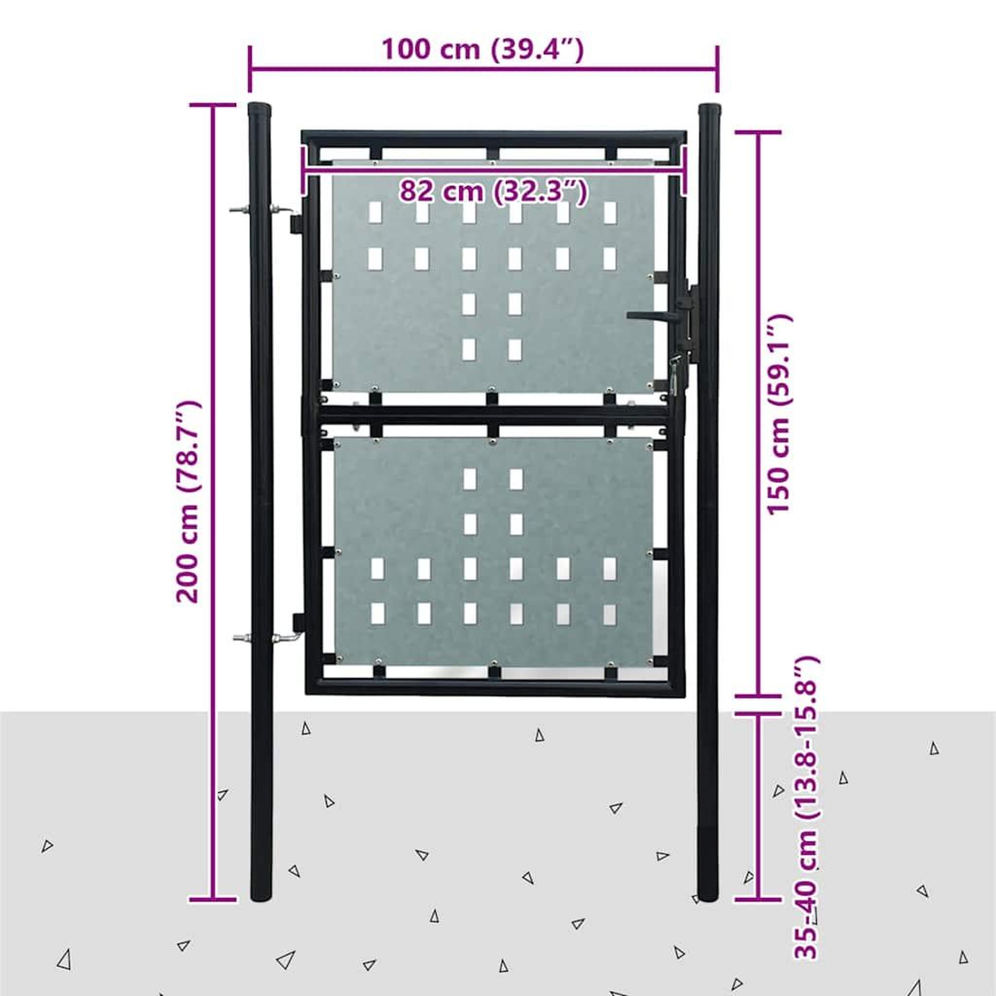 Voir la diapositive 6 : VIDAXL Portail de cloture noir a une porte 100x150 cm