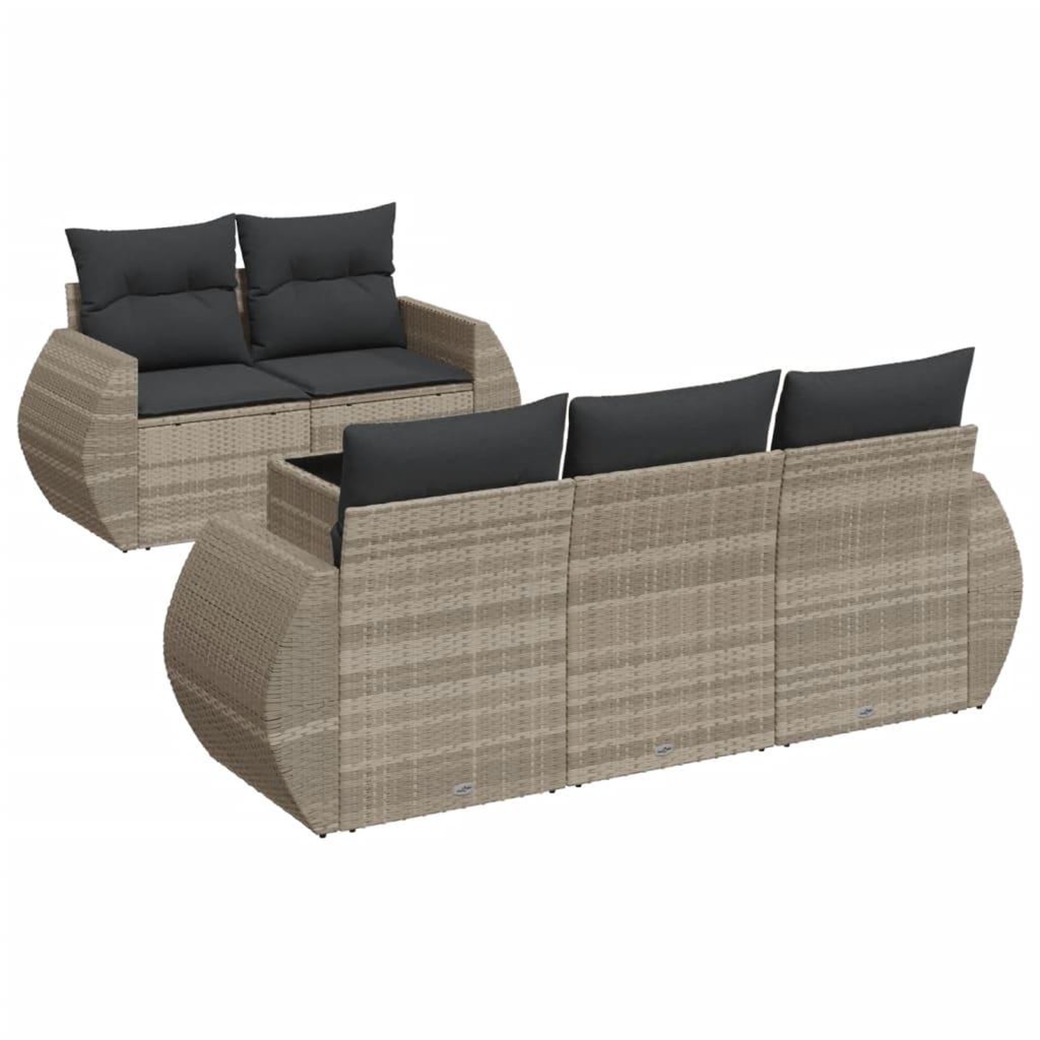 Voir la diapositive 2 : VIDAXL Salon de jardin 6 pcs avec coussins gris clair resine tressee