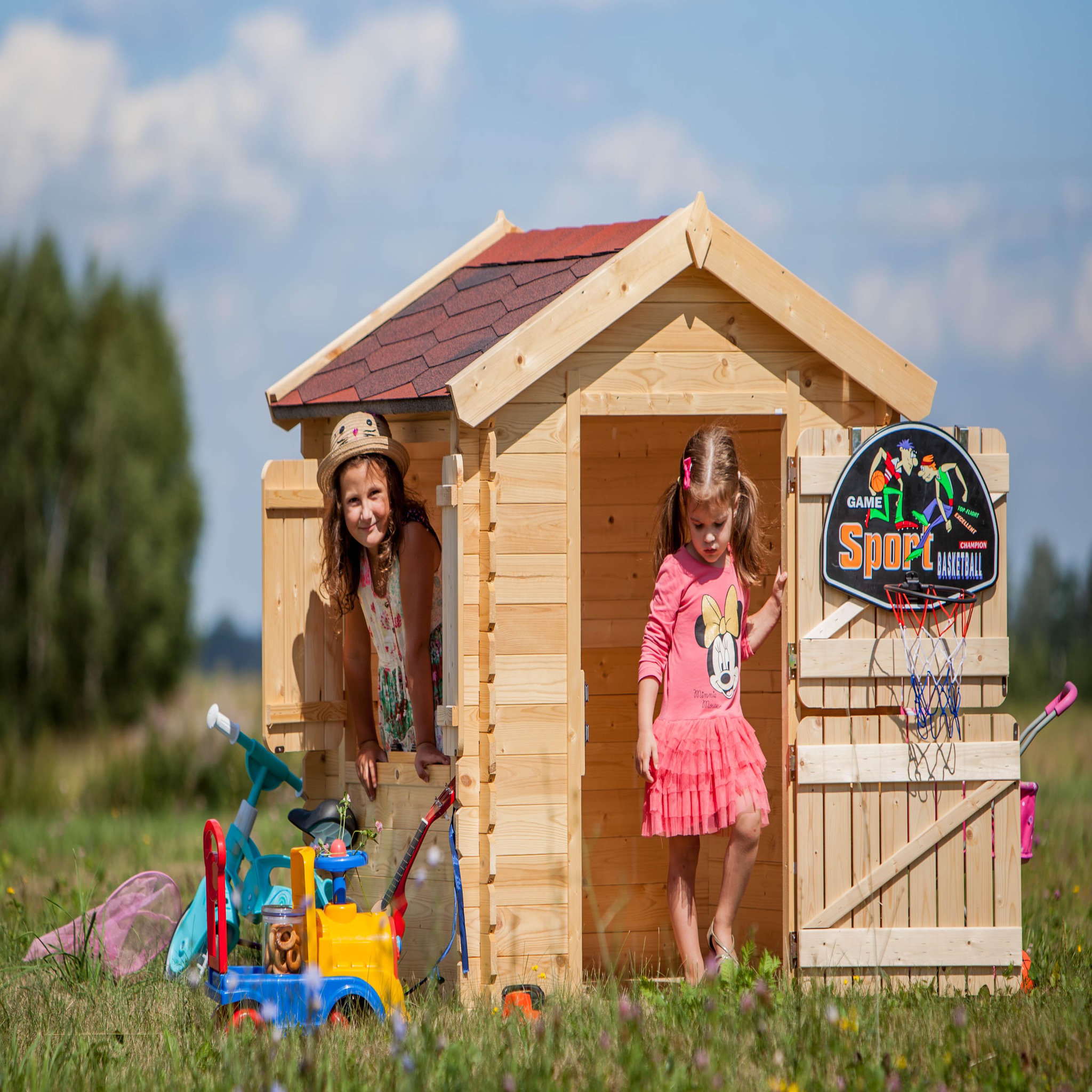 Voir la diapositive 6 : TIMBELA Maison en bois pour enfants sans plancher maison de jeux pour l'extérieur 112x146xh143cm m516-1