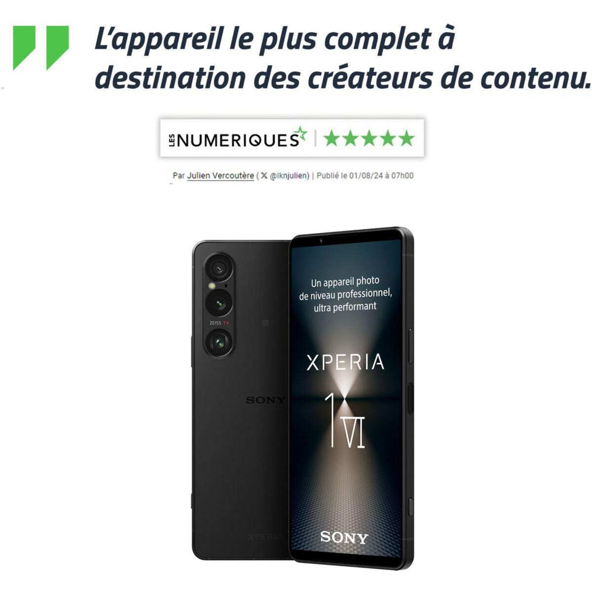 SONY Smartphone Xperia 1 VI Noir 256Go 5G