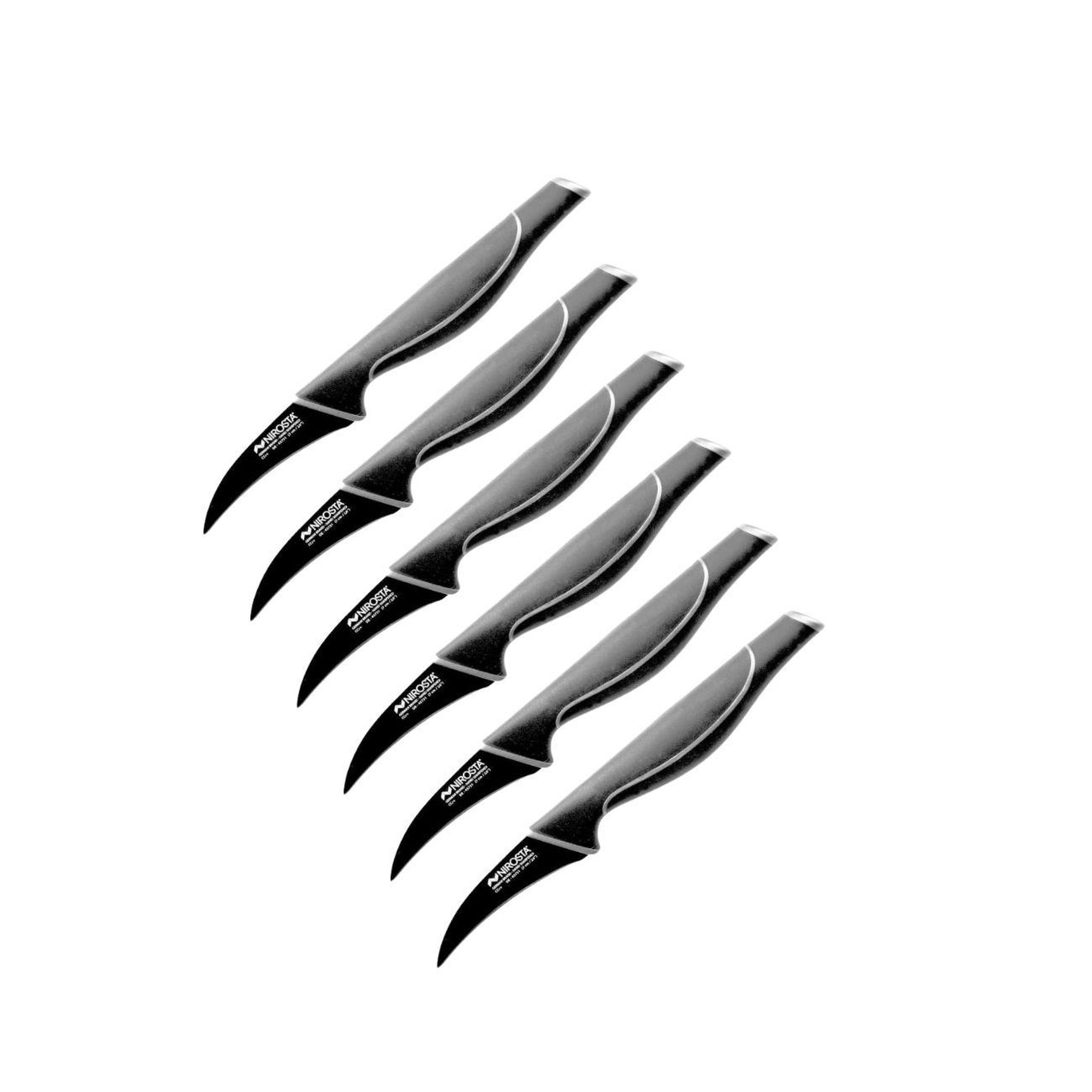 NIROSTA Set de 6 couteaux d'office 19 cm en inox Nirosta Black Edition
