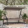 Voir la diapositive 4 : OUTSUNNY Balancelle de jardin 3 places convertible réglable - coussin assise dossier + 4 oreillers - dim. 218 x 120 x 168 cm - taupe