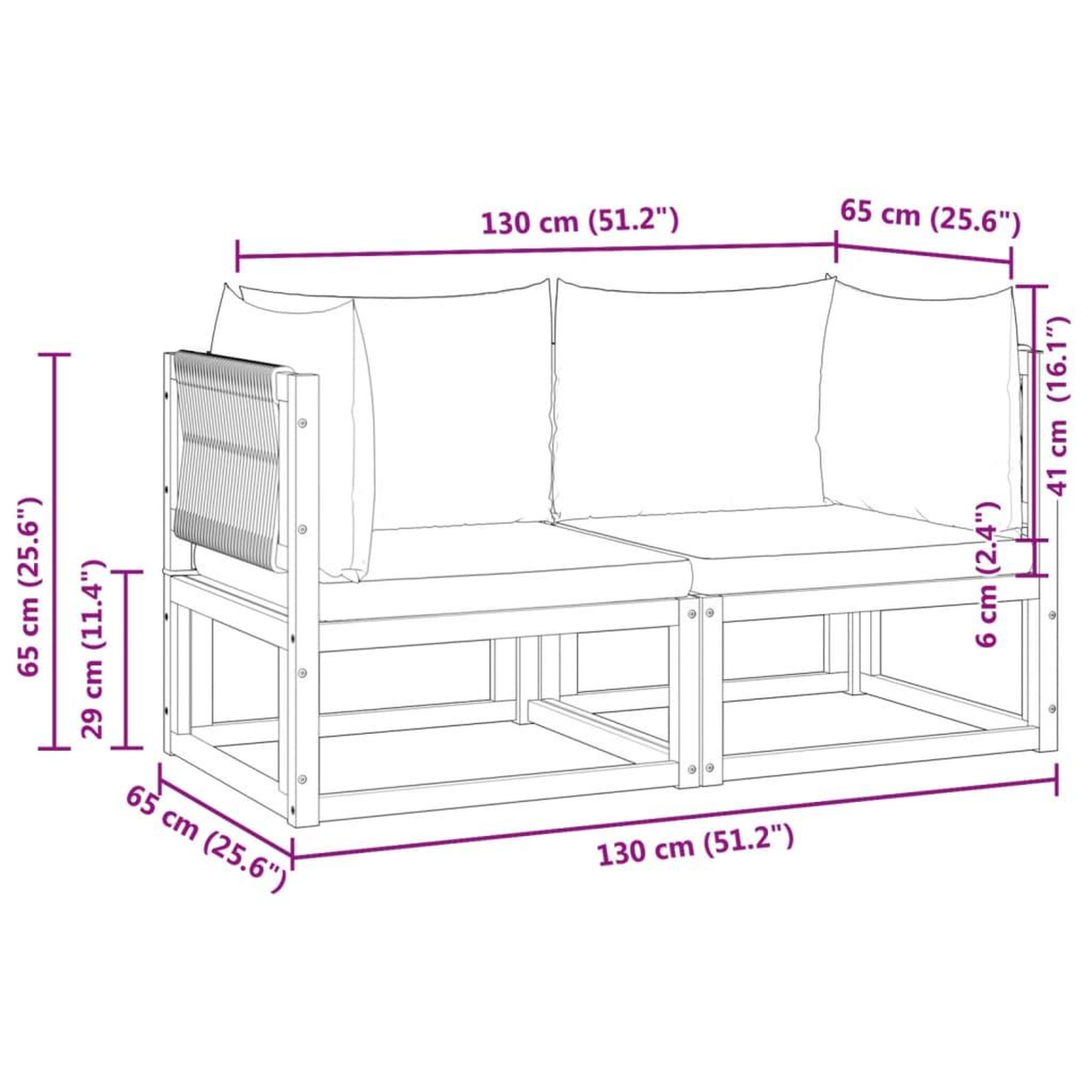 Voir la diapositive 6 : VIDAXL Canapes d'angle de jardin et coussins 2pcs bois massif d'acacia