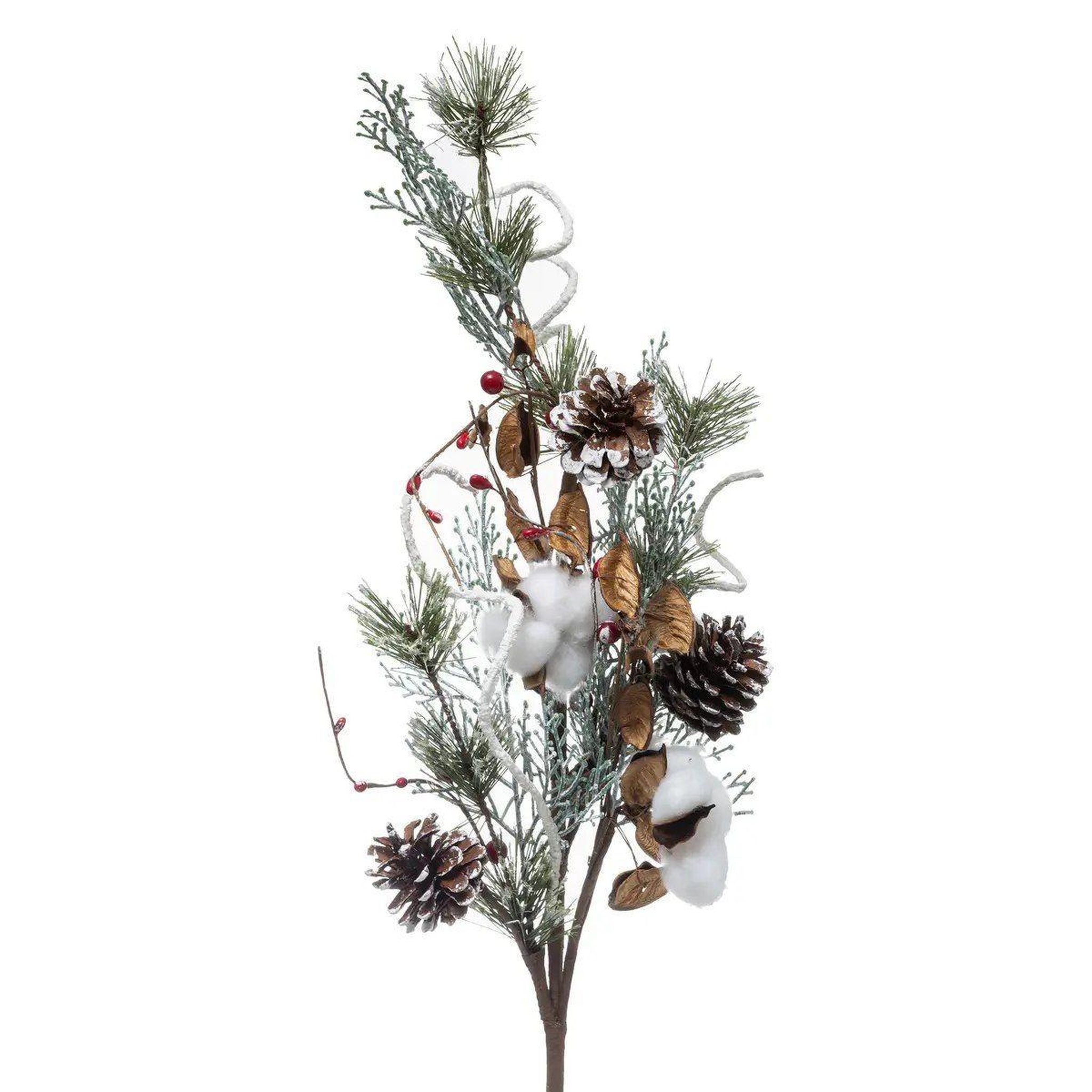 Voir la diapositive 2 : ATMOSPHERA Branche déco de noël  coton & baies  78cm multicolore