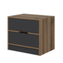 Voir la diapositive 4 : CONCEPT USINE Table de chevet bois et gris 2 tiroirs MOLDE