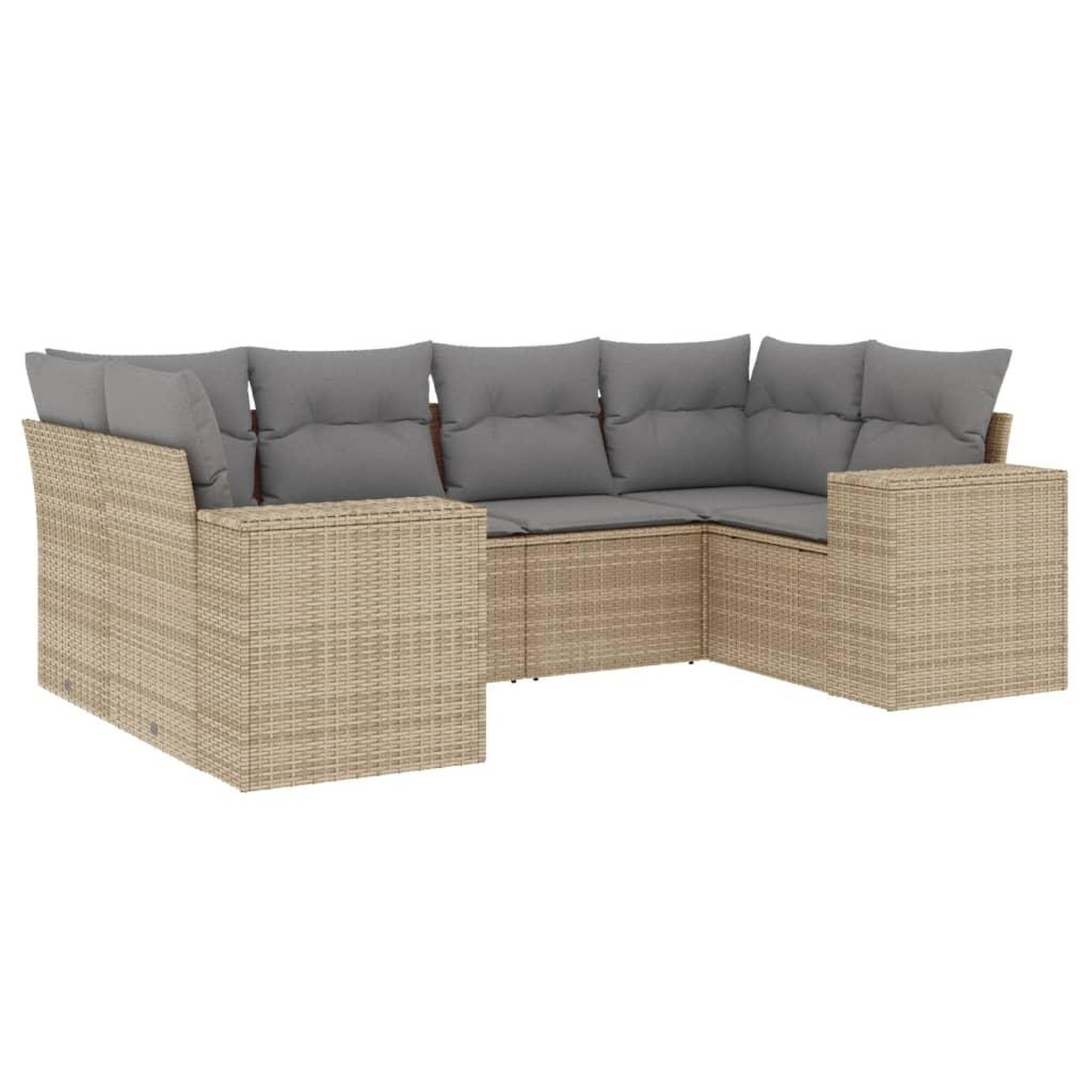 Voir la diapositive 2 : VIDAXL Salon de jardin avec coussins 6 pcs beige resine tressee