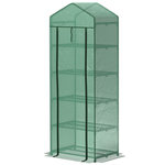 OUTSUNNY Serre de jardin balcon 5 étagères porte zippée 69 x 49 x 193 cm acier thermolaqué bâche PE vert