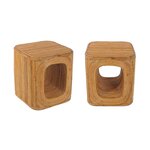 SWEEEK Lot de 2 bouts de canapé. tables d'appoint. tables de chevet avec niches. en rotin naturel. cubique et coins arrondis. L 45 x P 45 x H 50cm