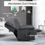 HOMCOM Fauteuil de massage fauteuil releveur électrique inclinaison réglable repose-pied ajustable tissu gris