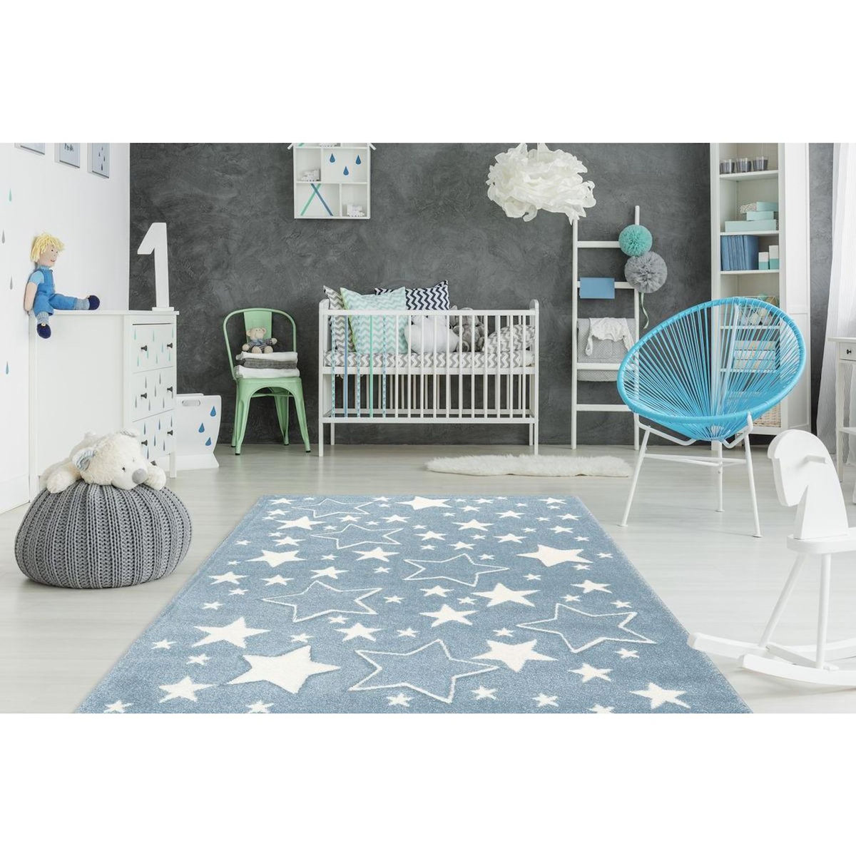 Paris Prix Tapis de Chambre Enfant Étoiles  Tamworth  Bleu
